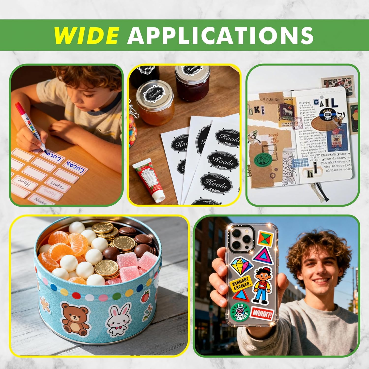 Koala Printable Sticker Paper for Laser Printers, 50 Sheets Semi Gloss Label Sticker Paper, 8.5x11 inch - Image 6