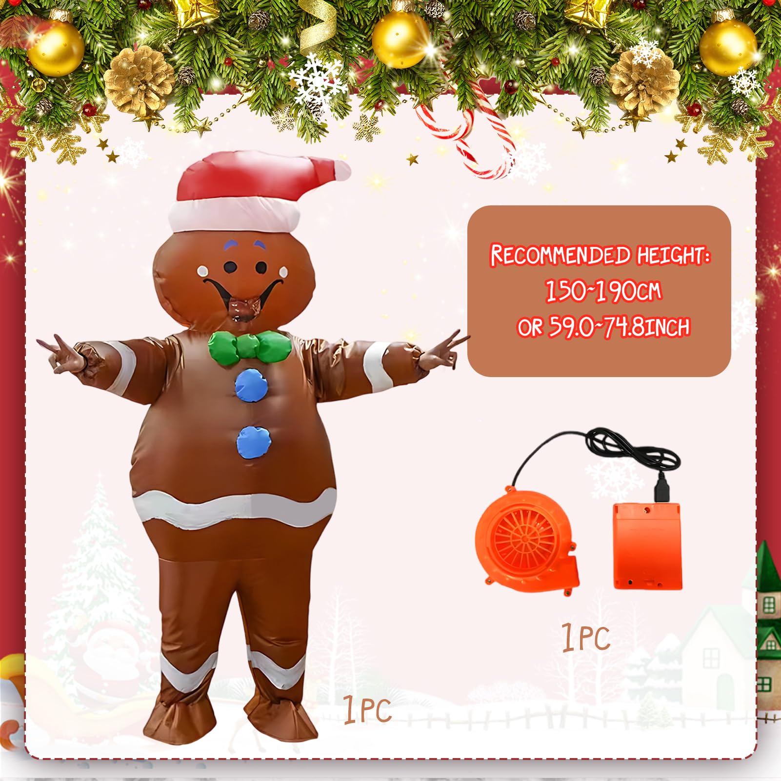 Antsparty Santa Claus Inflatable Costume, Christmas Blow up Costume, Funny Christmas Inflatable Santa Claus Fancy Dress Adult - Image 2