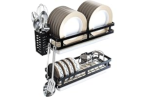 Wall Mounted Dish Rack, Space-Saving Kitchen Storage Solution (2-Tier)