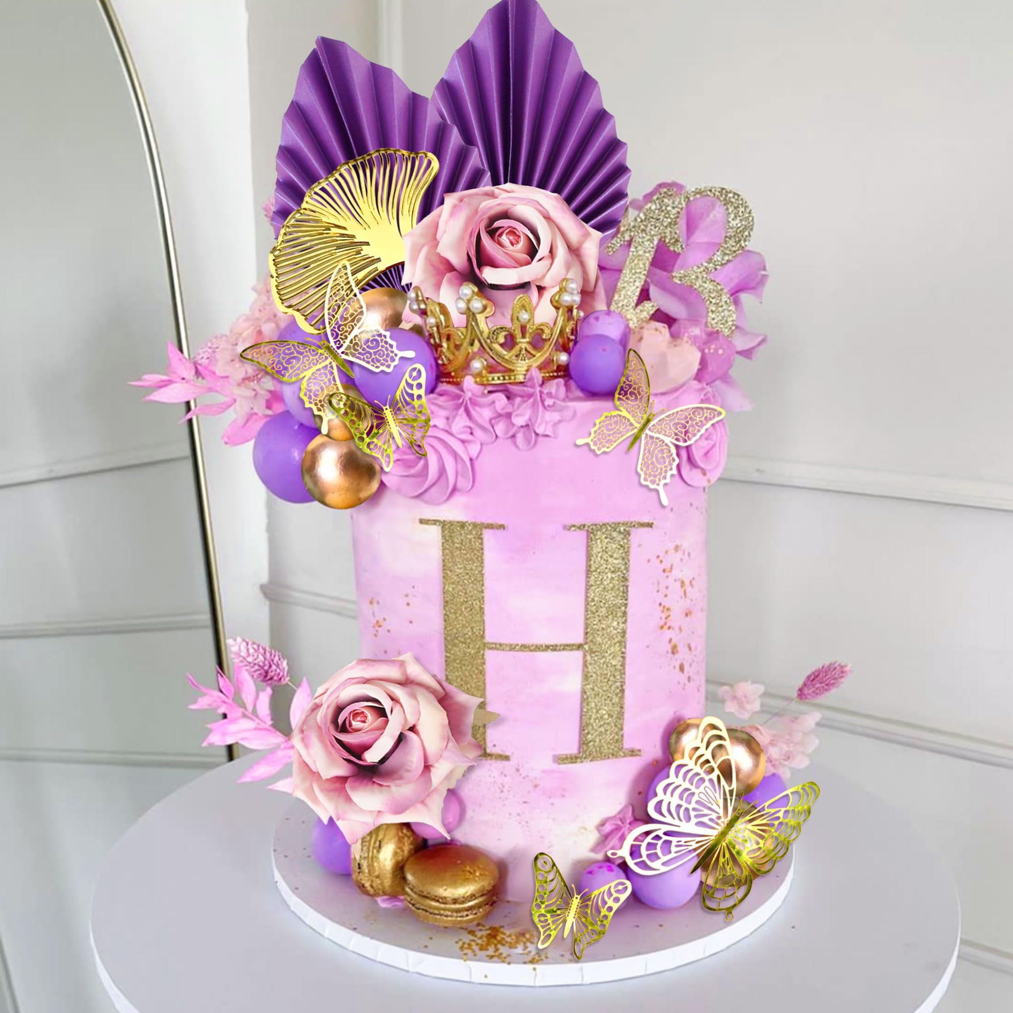BOUBONI 60 palline decorative per torte, decorazioni per torte, mini palloncini, decorazione per torte, compleanni, feste, baby shower (rosa glitter