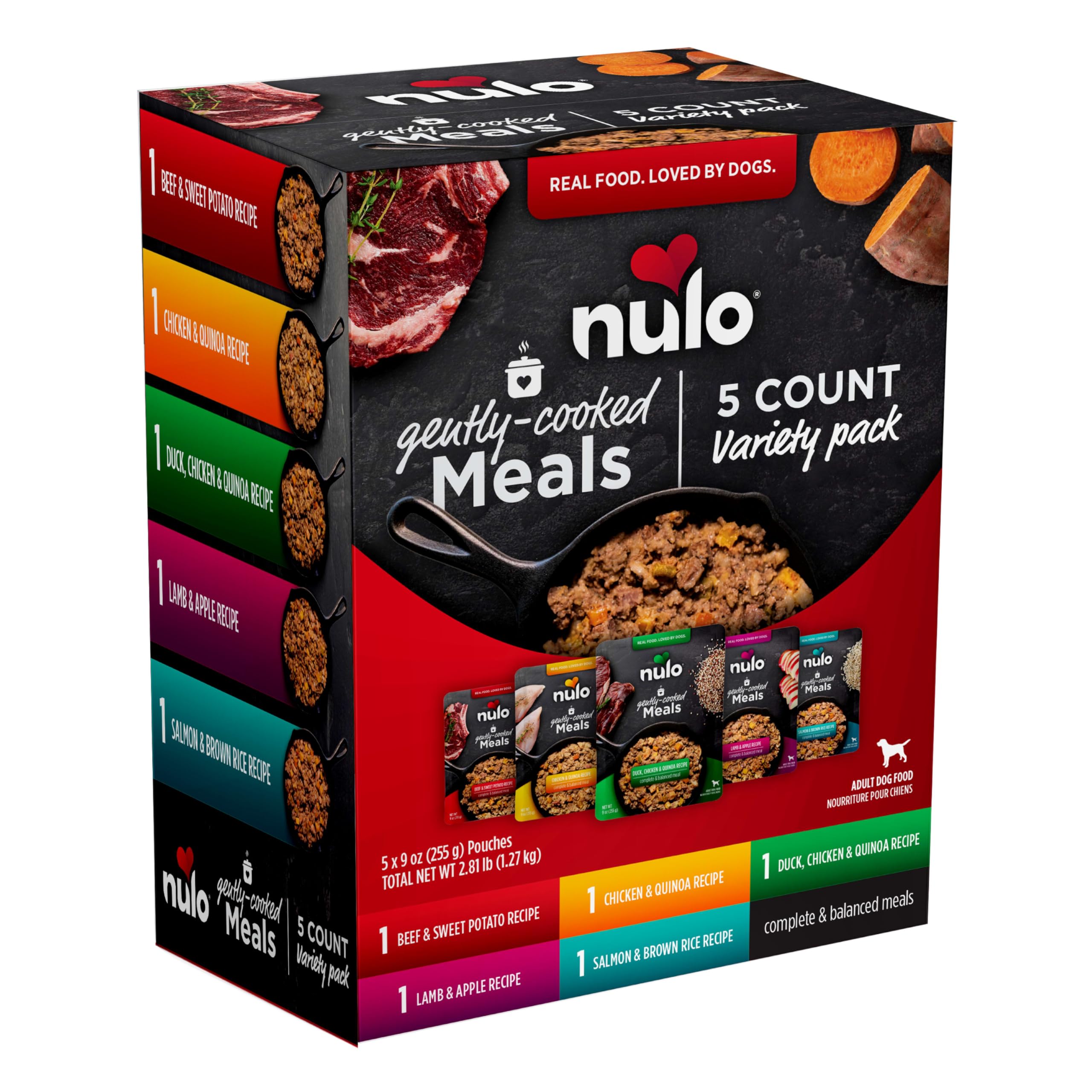 Nulo Gently Cooked Meals Variety Pack Shelf Stable Fresh Dog Food 9 Ounce, 5 Count