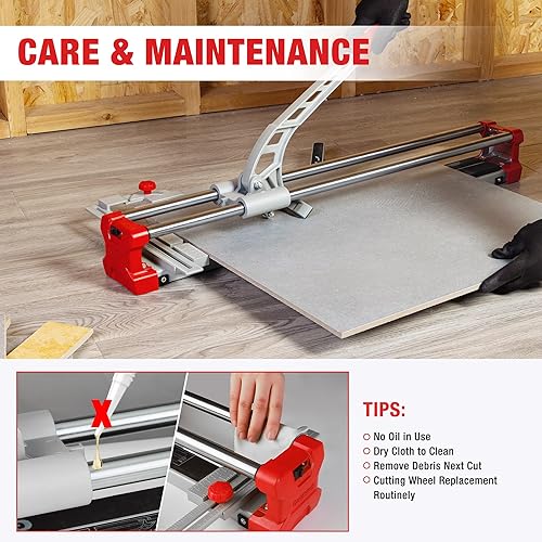 Miniatura 7 de Goldblatt Cortador de azulejos manual profesional de 24 pulgadas, cortador de carburo con diseño antideslizante, rieles dobles para corte preciso de