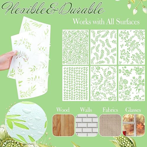Miniatura 2 de 6 plantillas grandes de hojas de flores para pintar florecer, pintura de pared, plantilla de primavera de 12 x 16 pulgadas, plantilla de pared