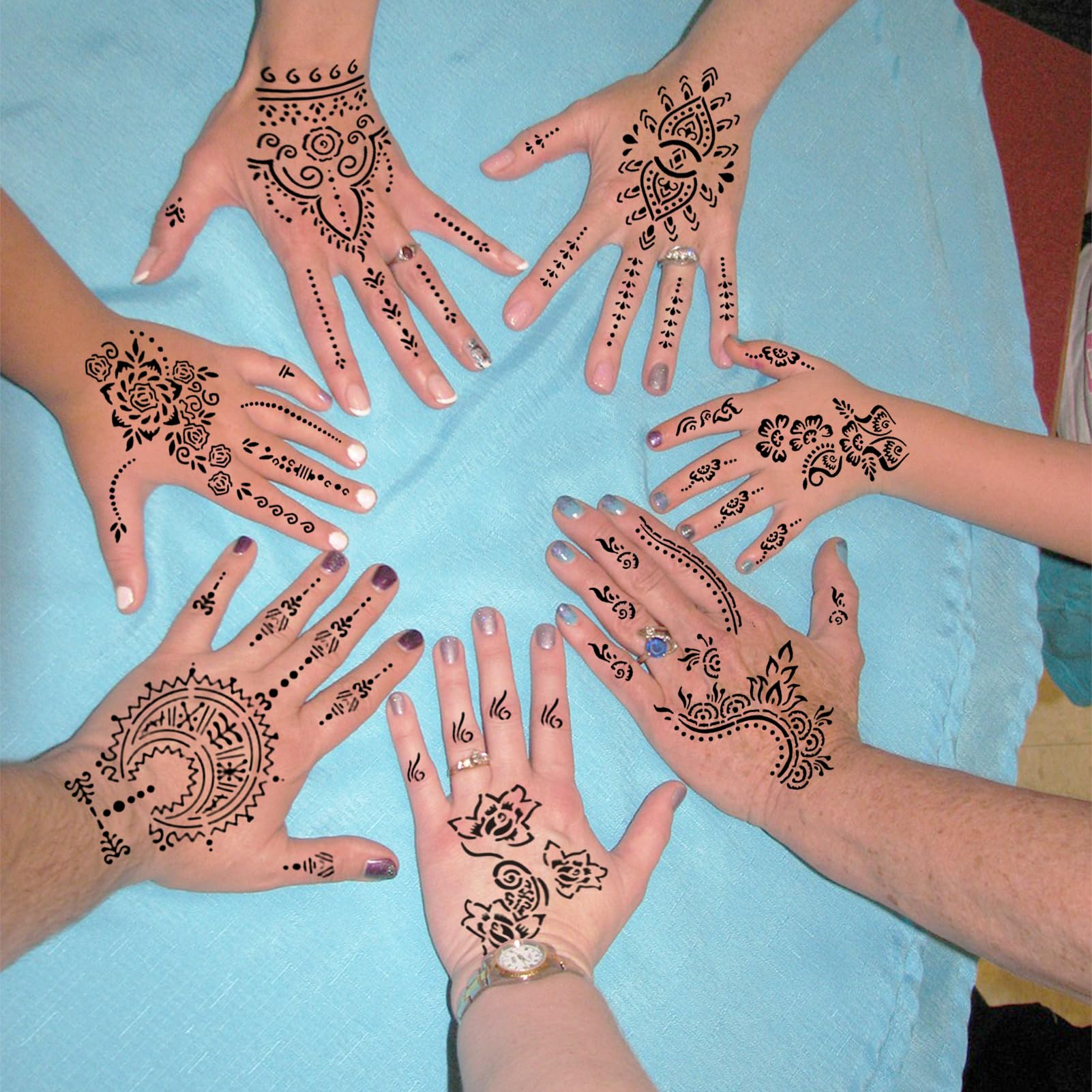 Tattoo Stencils Kit for Hand 24 Sheets Indian Arabian Temporary Tattoo Template Stickers, Black - Image 2