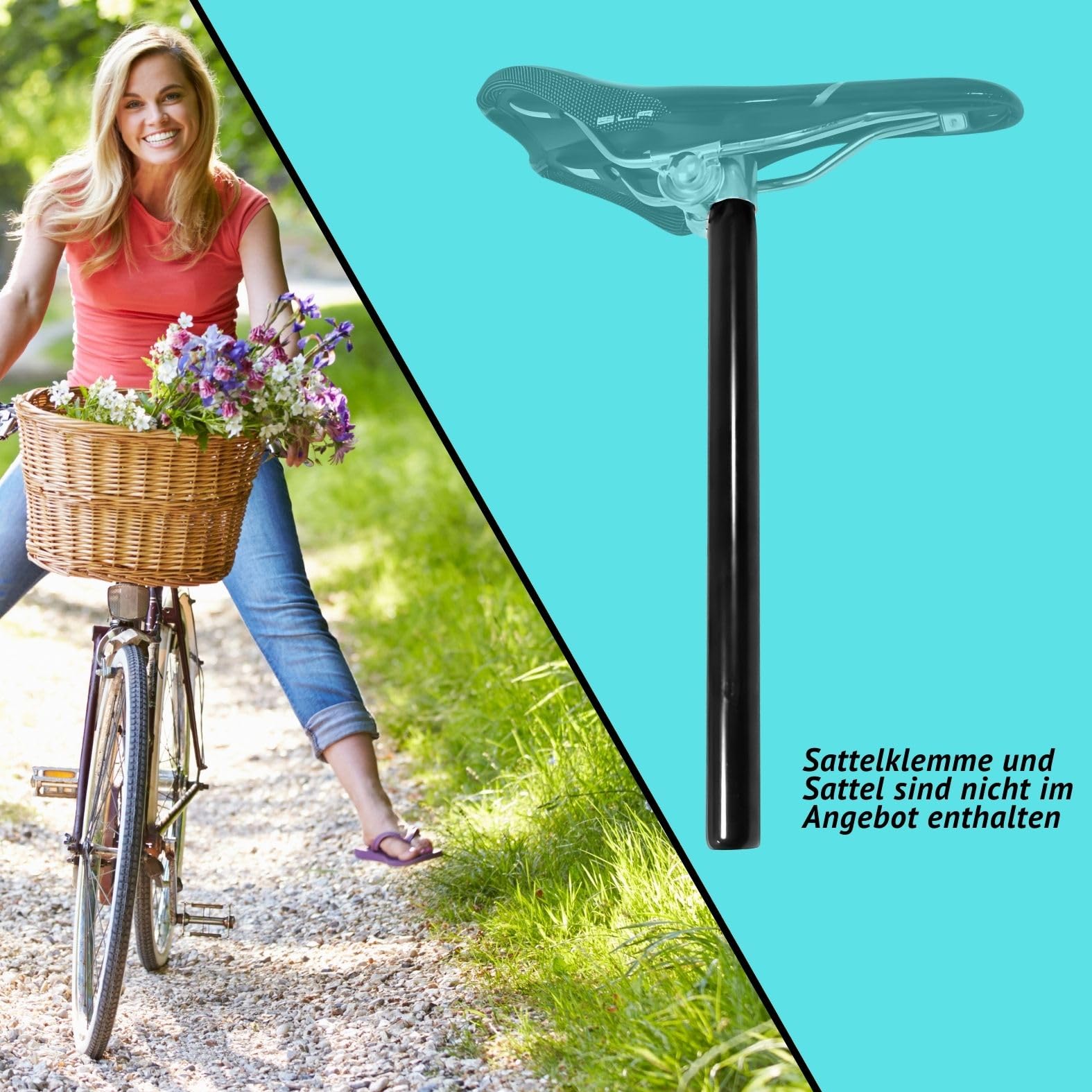 Fahrrad Sattelstütze 25,4mm - Sattelstütze Kerze Stahl Kerzensattelstütze - 330mm Ø 25,4 - Fahrrad Sattelstange Stahl schwarz