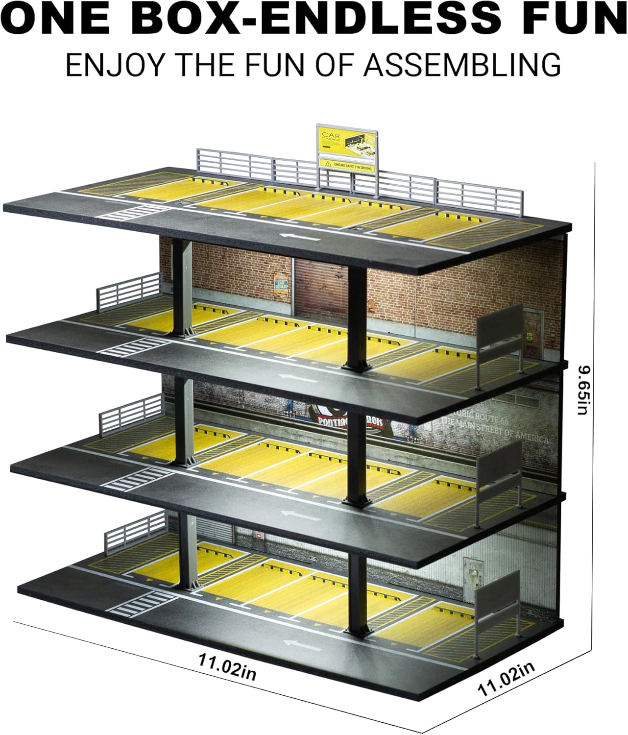 1/64 Display Case 4 Layers with 20 Parking Garage for Toy Cars lot Mold, Scale Diecast Display Case with Led Lights Collection Gifts