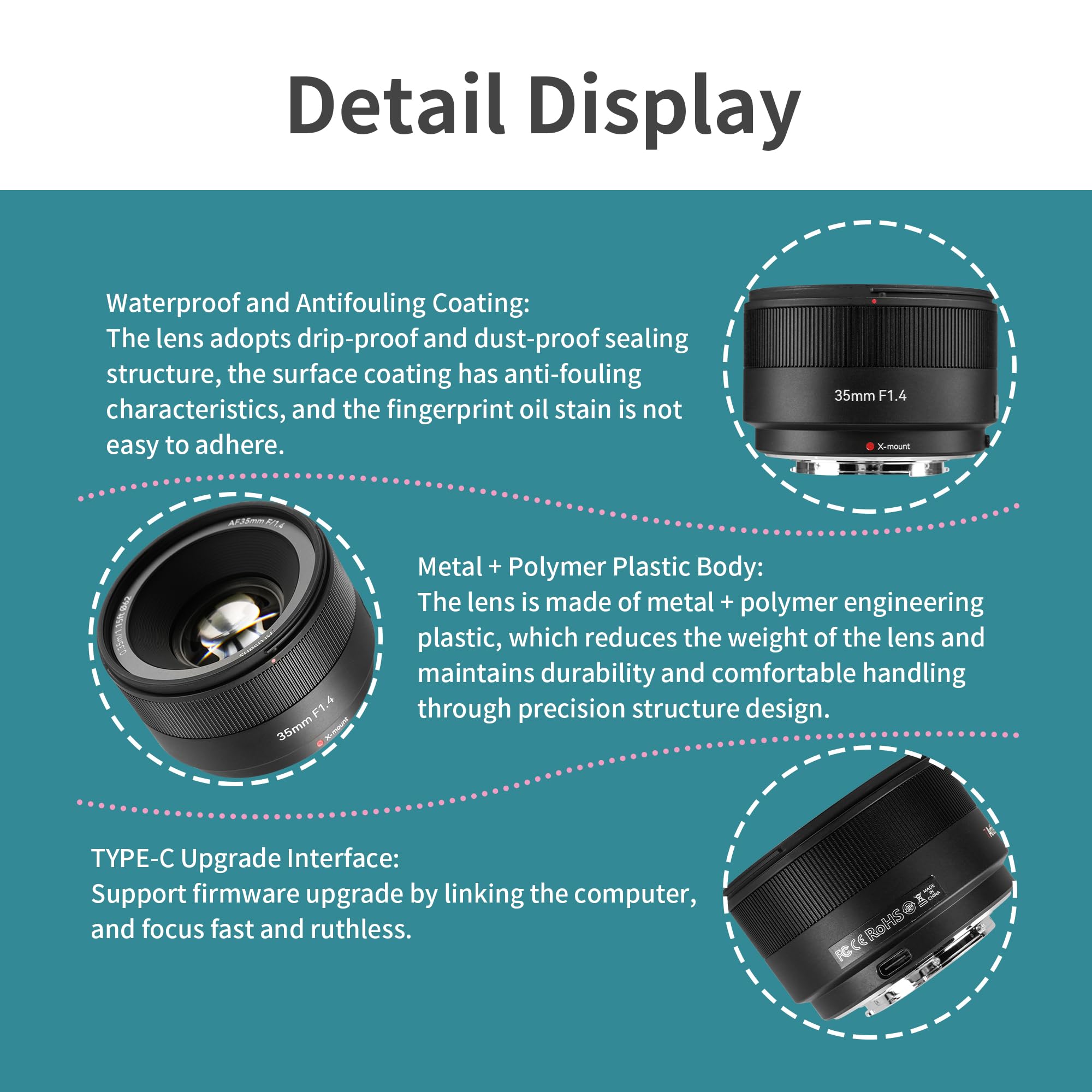 7artisans 35mm F1.4 Auto Focus APS-C X Mount Camera Lens for
