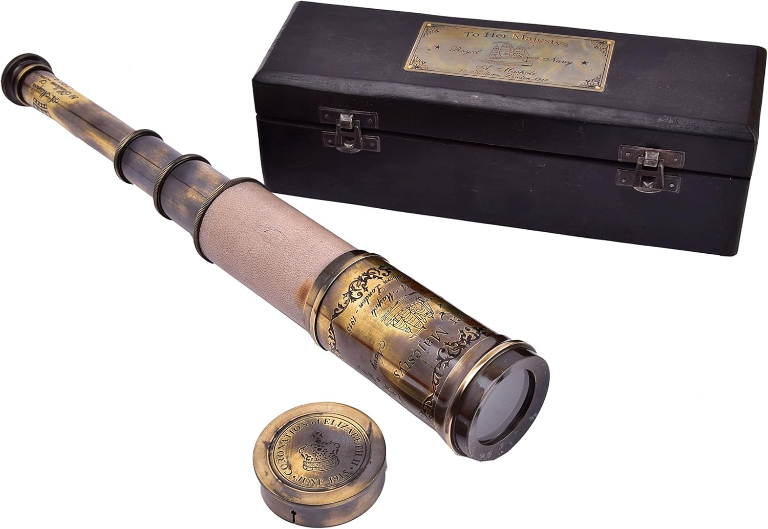 Pure Brass Metal & Wood Telescope and Decorative by Bharat Haat BH04924