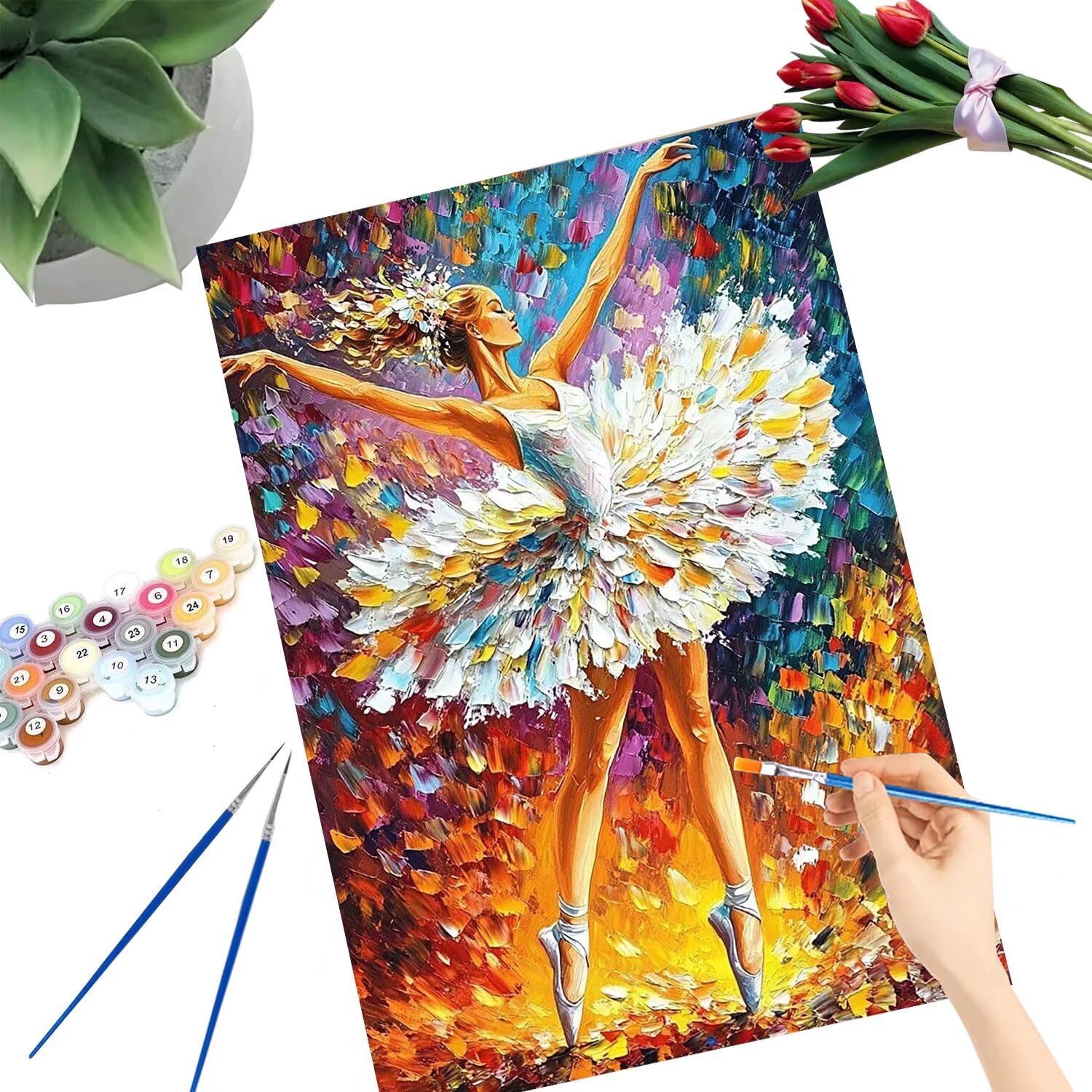 Pintar por Numeros Adultos pintar por numeros niños manualidades niños 10 años, DIY Pintar por Números de Pincel y Pintura acrílica Decoraciones para el Hogar Manualidades, sin Marco 60x80cm C-4