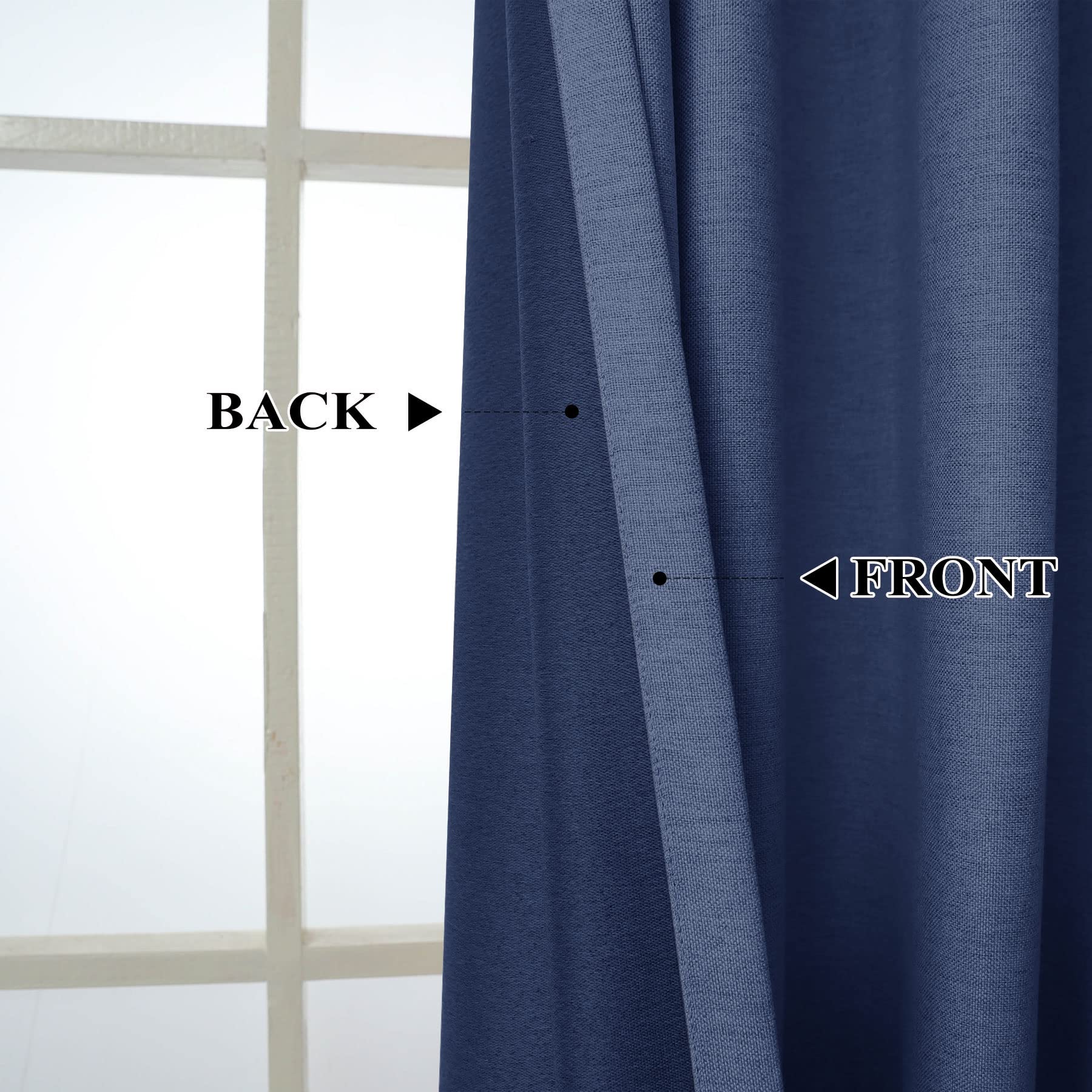 Cortinas opacas al 90 % de 254 x 259 cm, cortinas térmicas extra anchas con cabecera 2 en 1, textura de lino pesado, bloqueo de luz solar, azul Delft, ideal para privacidad en el hogar y la oficina