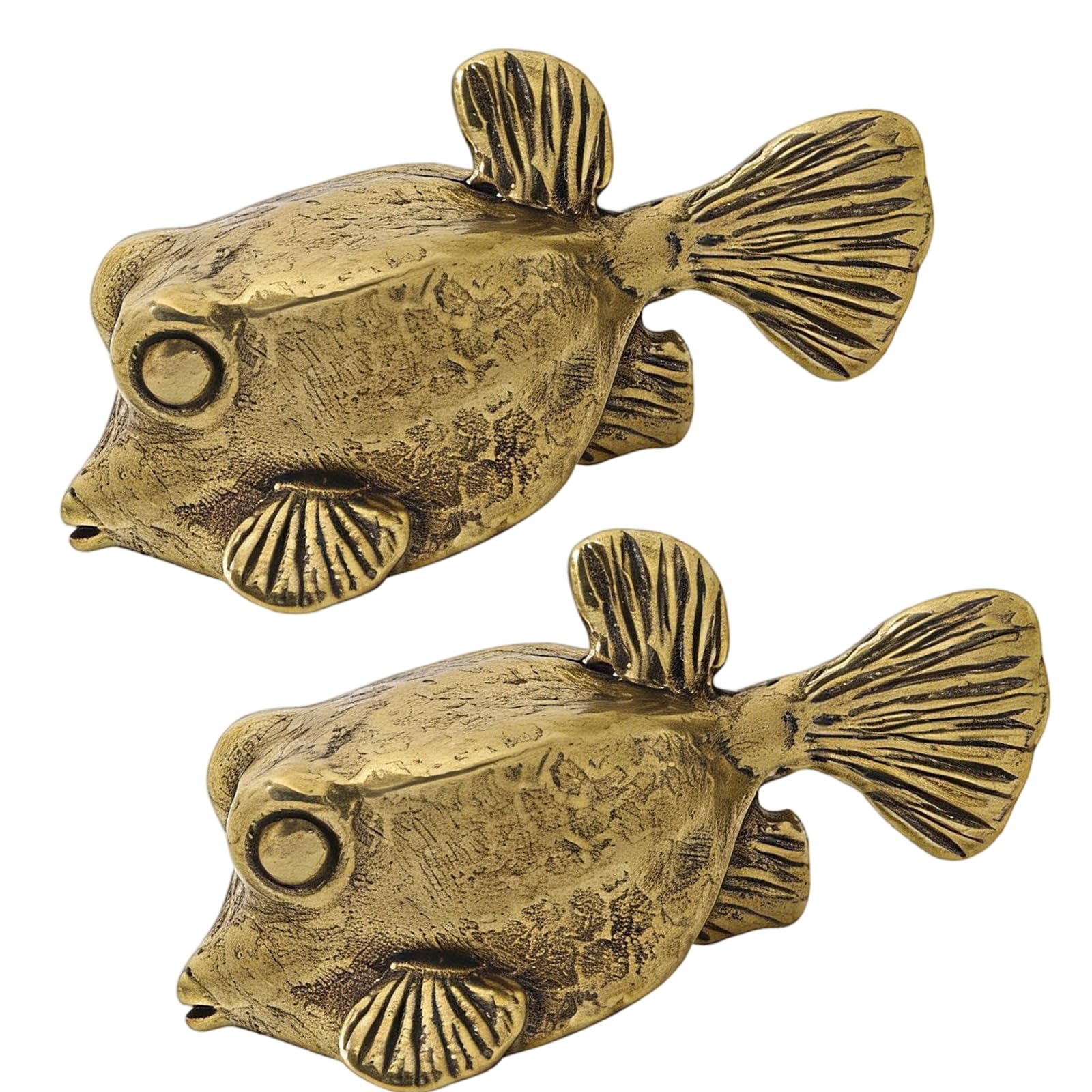 Sculpture poisson sphérique laiton déco salon et bureau moderne