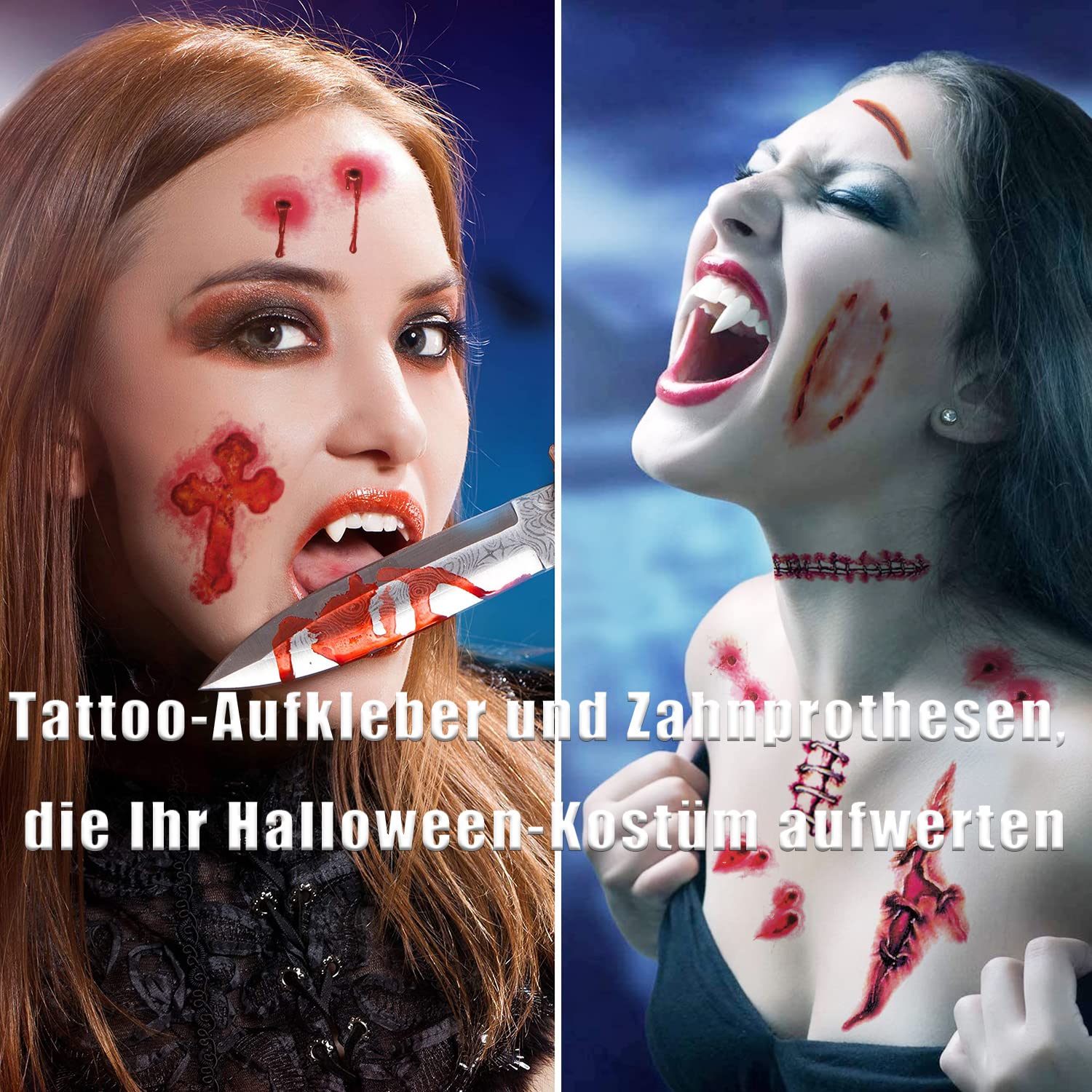 24 Stück Weiße Vampirzähne Aus Kunststoff – Für Kostüme, Cosplay, Halloween & Mottopartys – Flexibel & Realistisch