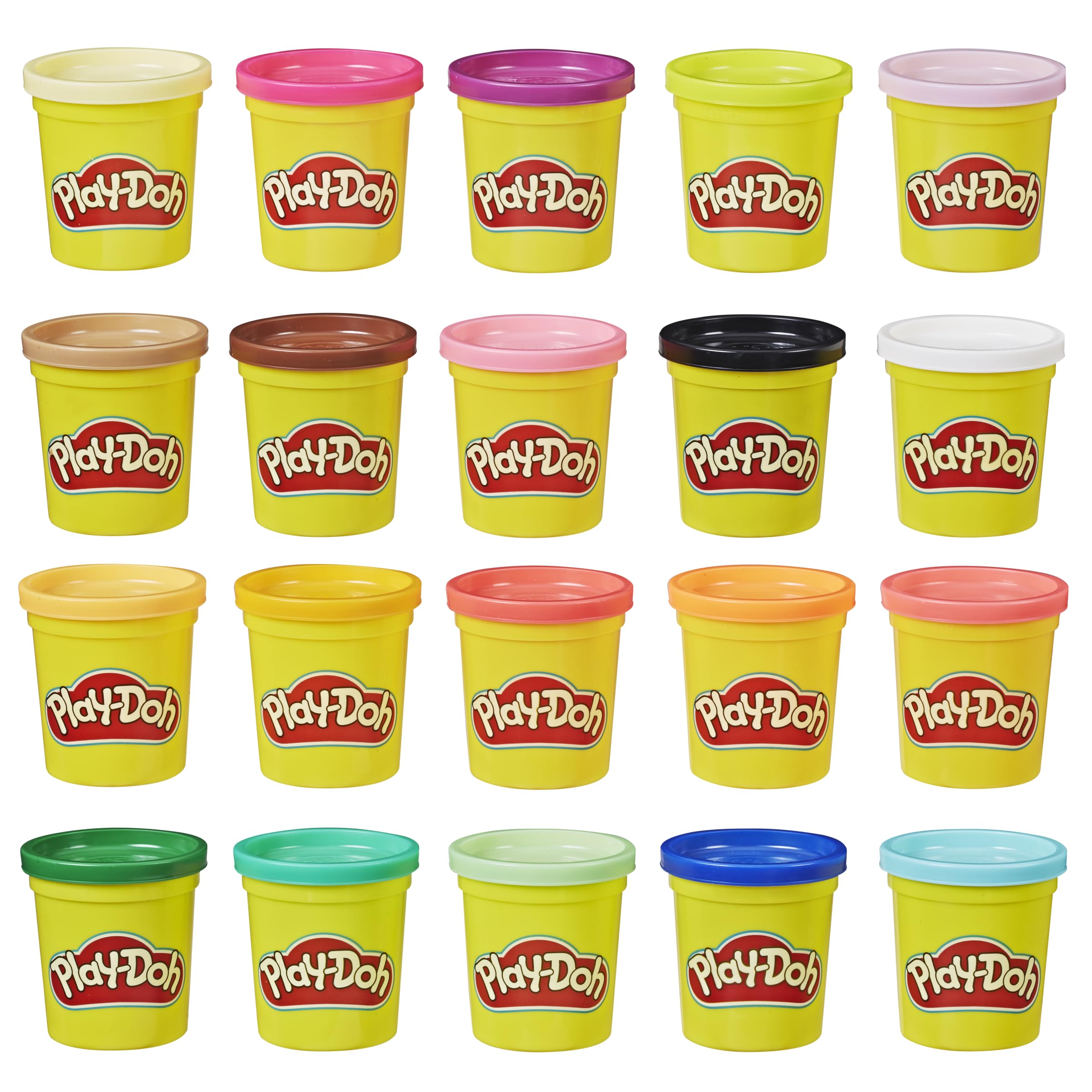 Play-Doh Super Colour Set mit 20 Dosen Modelliermasse (insgesamt 1,6 kg), Bastelset zum gemeinsamen Spielen oder als kreatives, für Kinder ab 3 Jahren