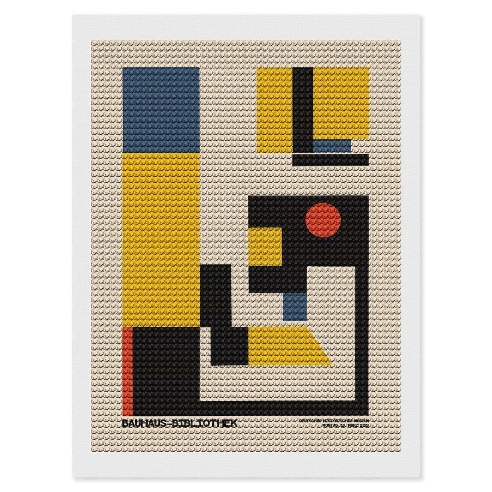 Junmoney Bauhaus Library Diamond Art Kit 12"x16", Neat Printed Canvas, Finish and Display, Relaxing DIY Hobby, Living Room Decor