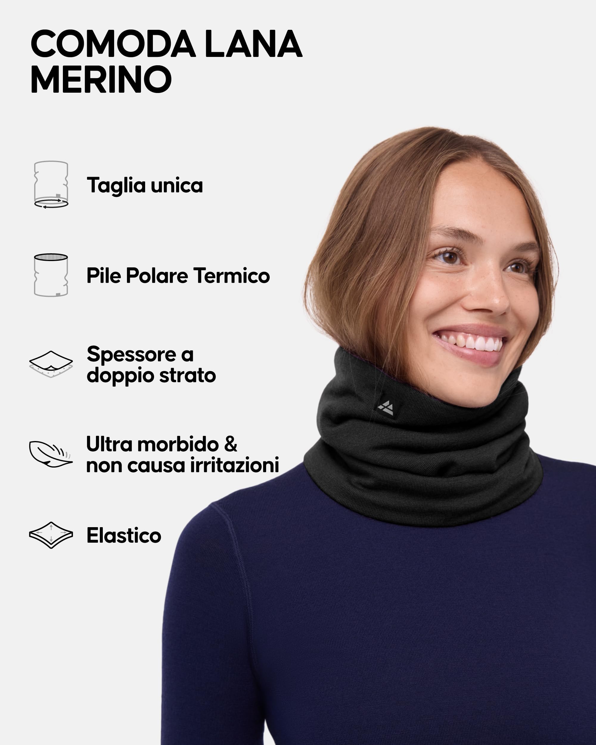DANISH ENDURANCE Scaldacollo in Lana Merino, per Uomo e Donna, Copricollo, Sciarpa, Ski-Mask Sportiva