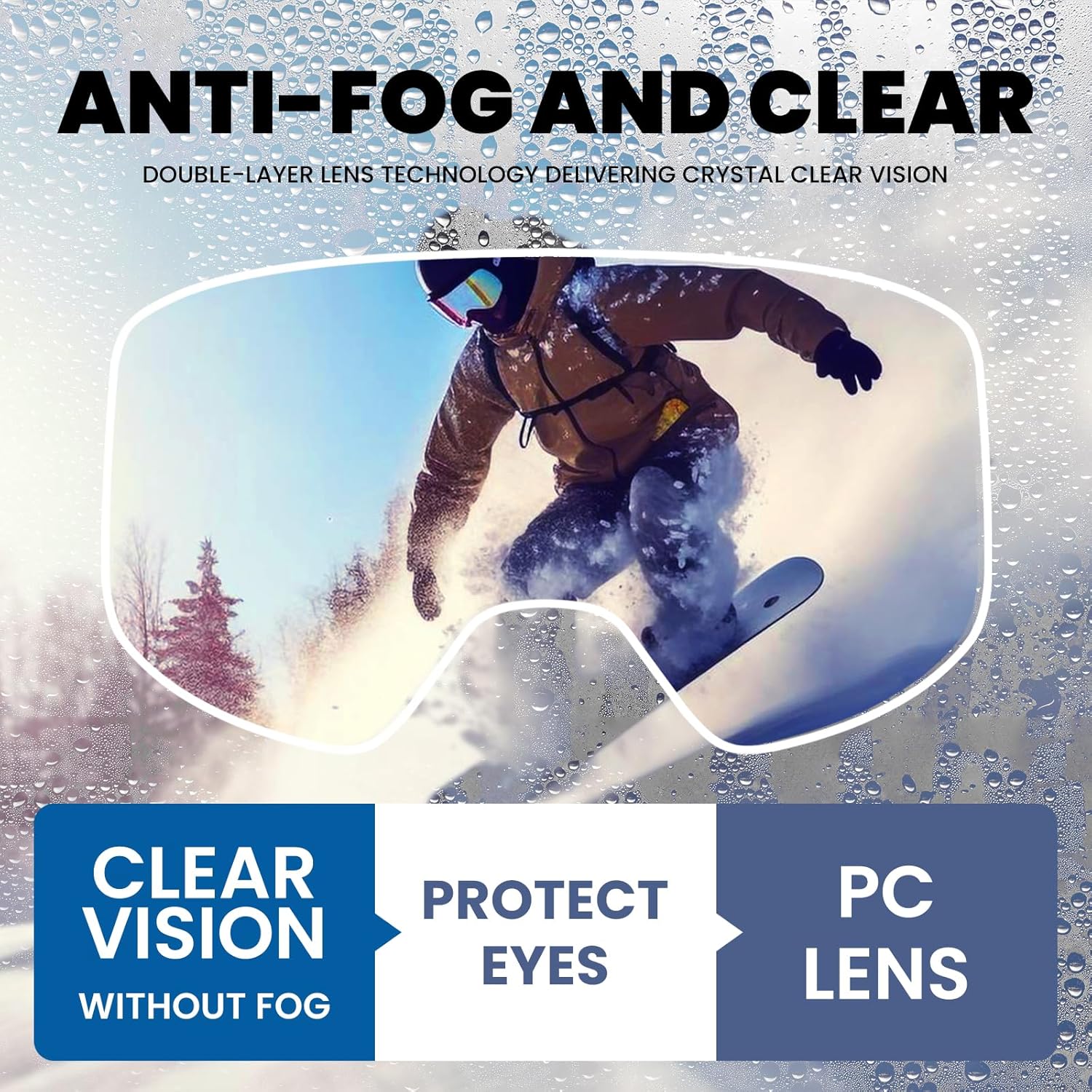 DUCO Ski Goggles with Magnetic Lens for Snowboard, Anti-Fog UV400 Protection Over Glasses OTG Snow Sports Goggles DCS002