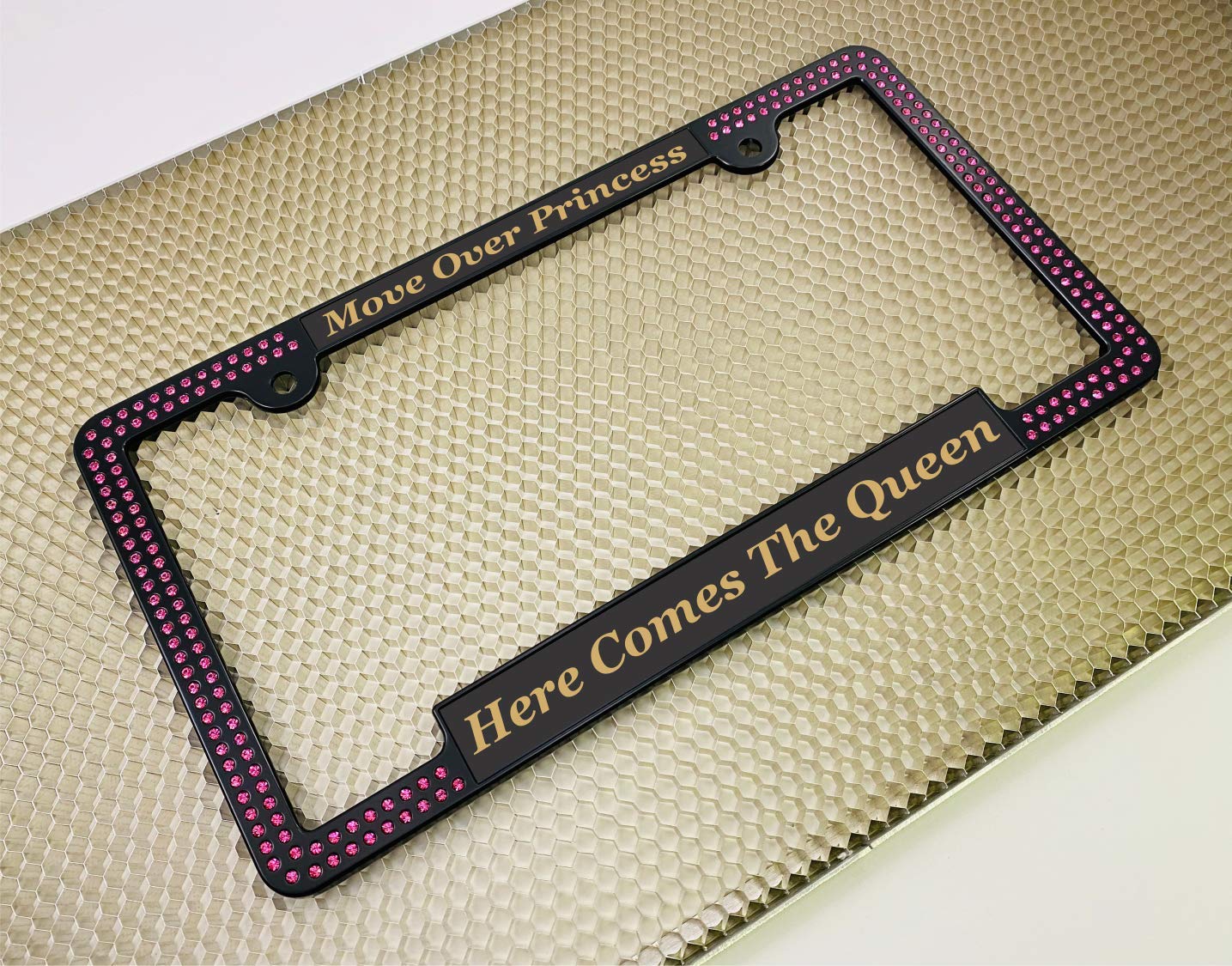 Crystals - Custom Personalized Black Metal Car License Plate Frame with Pink Cr - Picture 103 of 132
