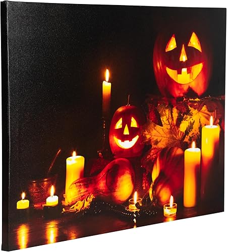 Miniatura 3 de Northlight Lienzo decorativo para pared de Halloween con luces LED de 15.75 x 23.5 pulgadas