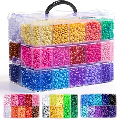 10000Pcs Pony Beads Bulk 30 Colors for Rave Kandi Bracelet Making