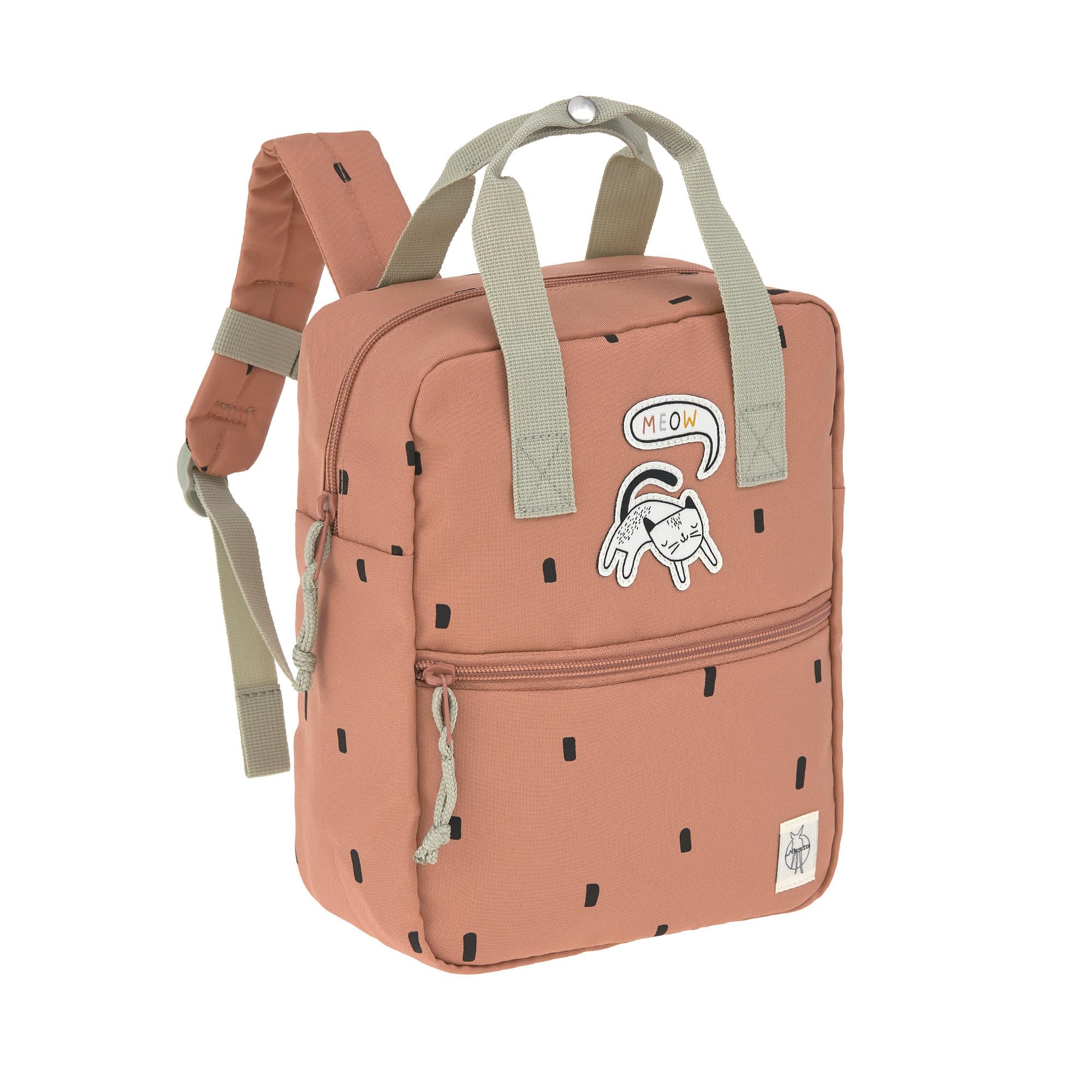 LÄSSIG Kindergartenrucksack Mini Square 7L Happy Prints Caramel | Für Kindergarten, gepolsterte Schultergurte und Brustgurt, wasserabweisend