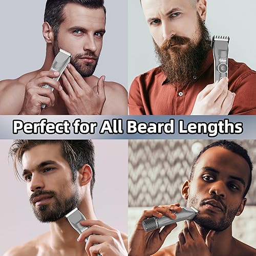 Miniatura 7 de Recortadora de barba ajustable para hombres, recortadora de pelo eléctrica profesional para barba larga con 7 horas de funcionamiento y adaptador,