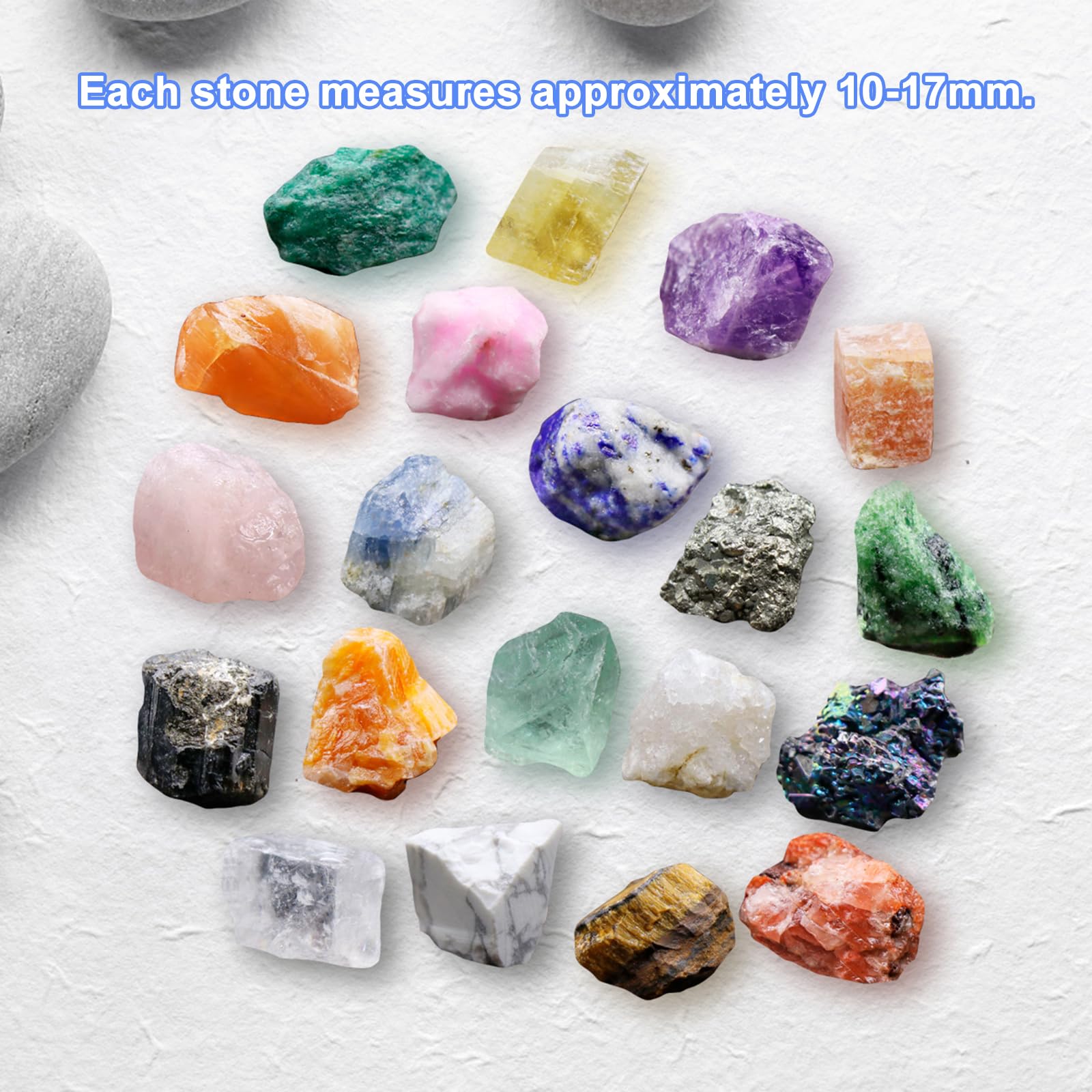 20 Pezzi/Set Set di Cristalli Curativi Pietre Preziose Minerali Naturali Campioni di Minerali per L' educazione Alla Geologia Delle Rocce per Collezionisti Insegnanti