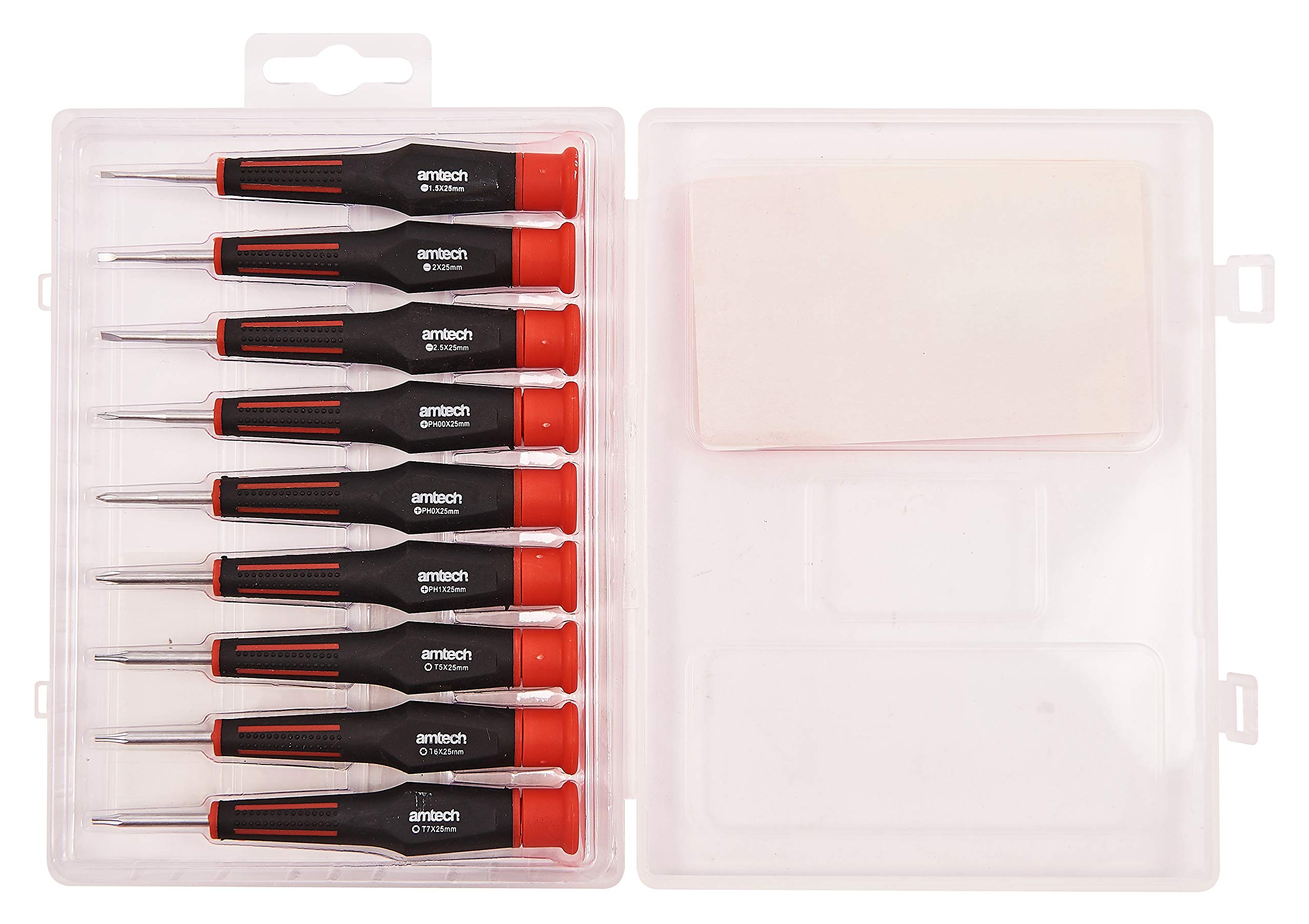 Am-Tech L0475 9pc Precision Screwdriver Set, Assorted Colours