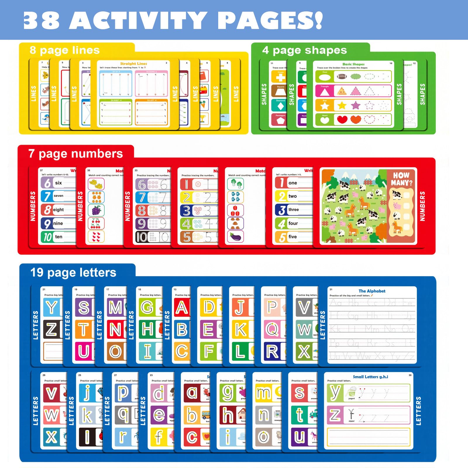 HUBFIVY Preschool Learning Activities - Tracing Books for Kids Ages 3-5 Toddler, Handwriting Practice Tracing for Kids 3-4, Preschool Kindergarten Workbooks, Learning Books for 4-5 Year Olds