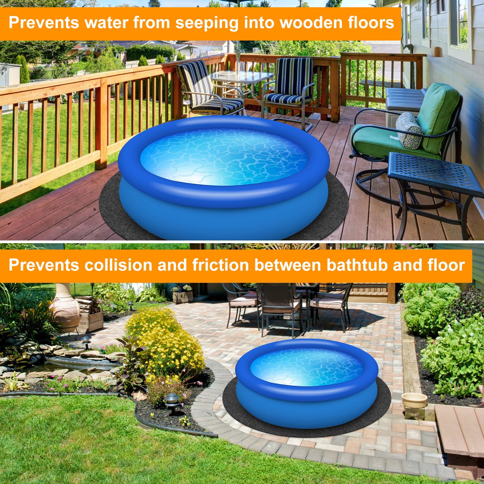 Tapis de Protection de Sol pour Piscine Rond 198cm | Avec dos en PVC - Antidérapant et découpable - Pour sauna de jardin, protection du sol contre les pierres