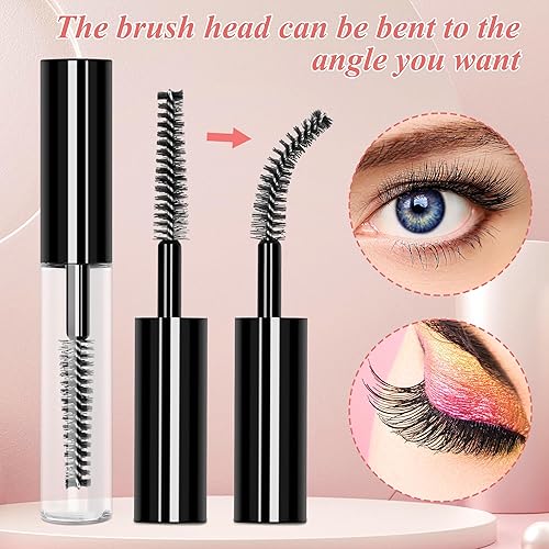 Miniatura 5 de AHIER 20 recipientes de tubo de botella vacía reutilizables de 0.1 fl oz para aceite de crecimiento de pestañas, rímel con cepillo para el hogar y