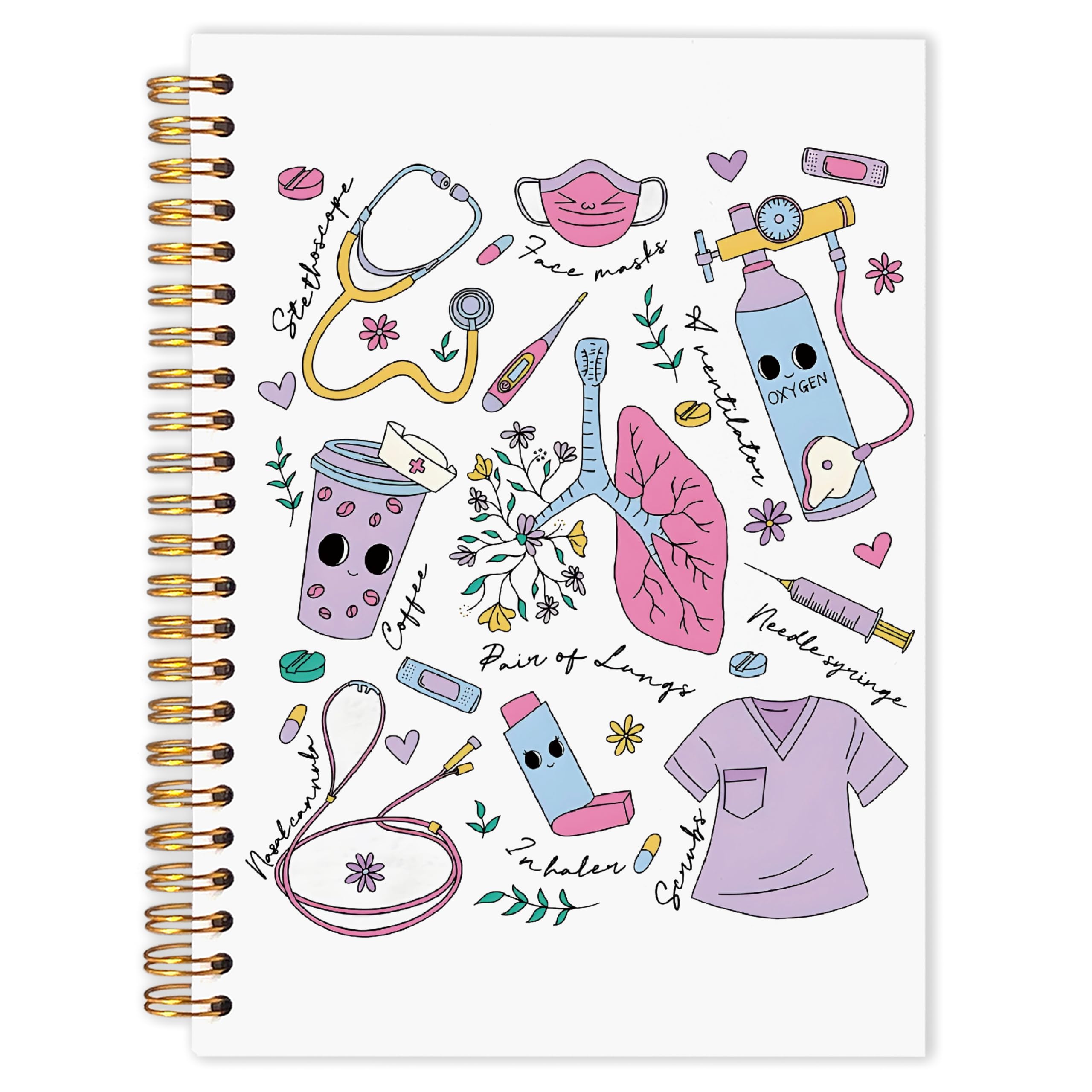 Respiratory Therapist Spiral Notebook, Preppy Pulmonologist Journal for Women, Respiratory Therapist Gifts Journal, Lung Therapist Notebook for Note Taking, 5.5x8.3 Inch