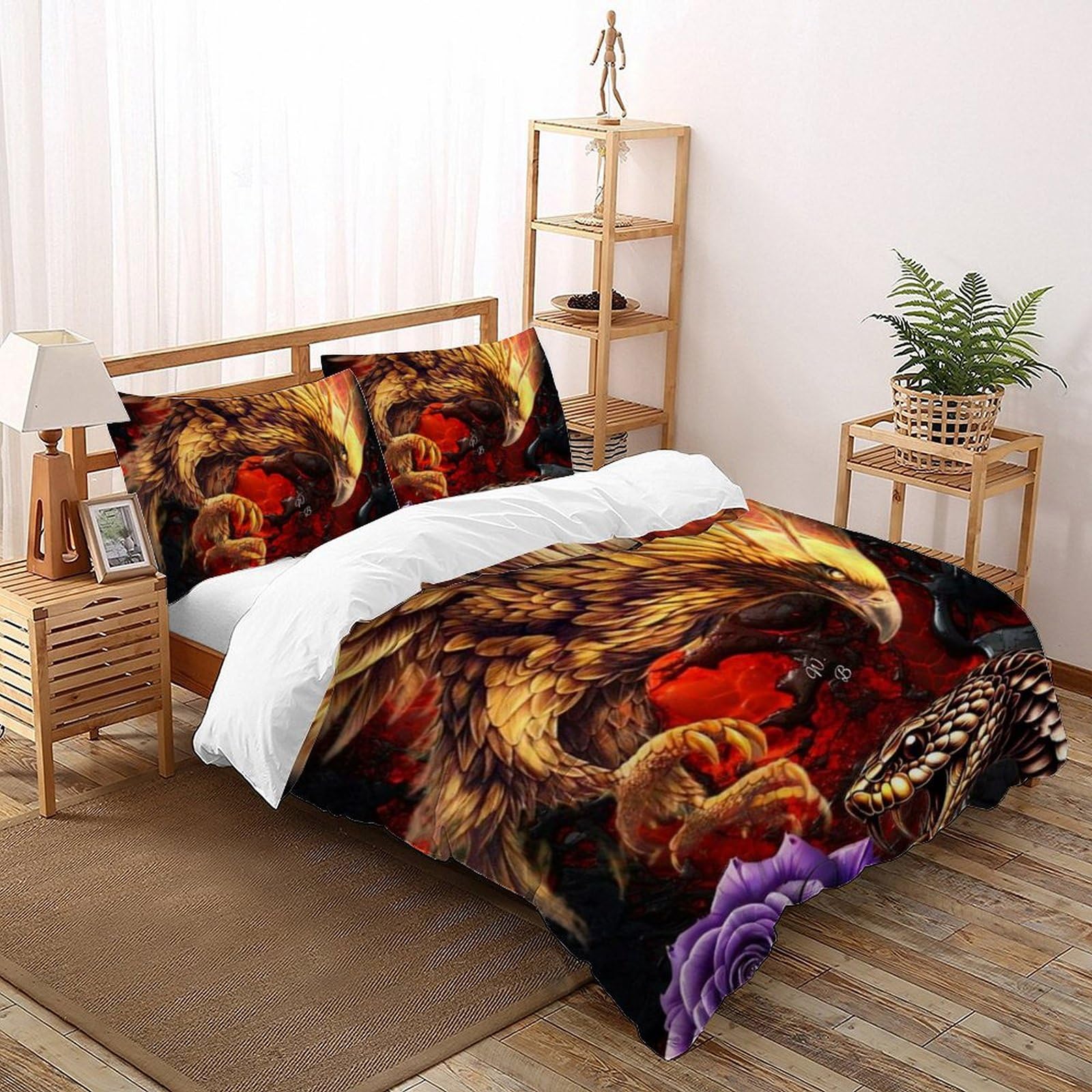 Housse de couette aigle et serpent 200x200 pour transformer une chambre de fille