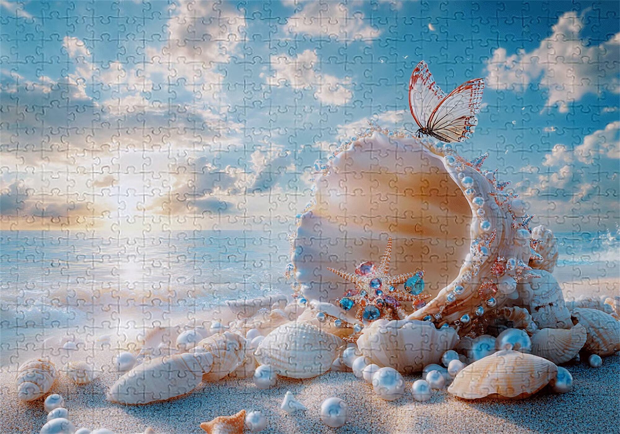 Puzzle 3000 elementów plaża puzzle dla dorosłych muszla 122 x 81 cm unikalne rzemiosło klasyczne 3D drewniana układanka do rodzinnych gier biznesowych, układanka do samodzielnego wykonania nawet do
