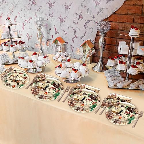 Miniatura 5 de 96 piezas de platos de vaquero occidental, servilletas, decoraciones de fiesta de vaquero occidental, vajilla para fiesta de cumpleaños, suministros