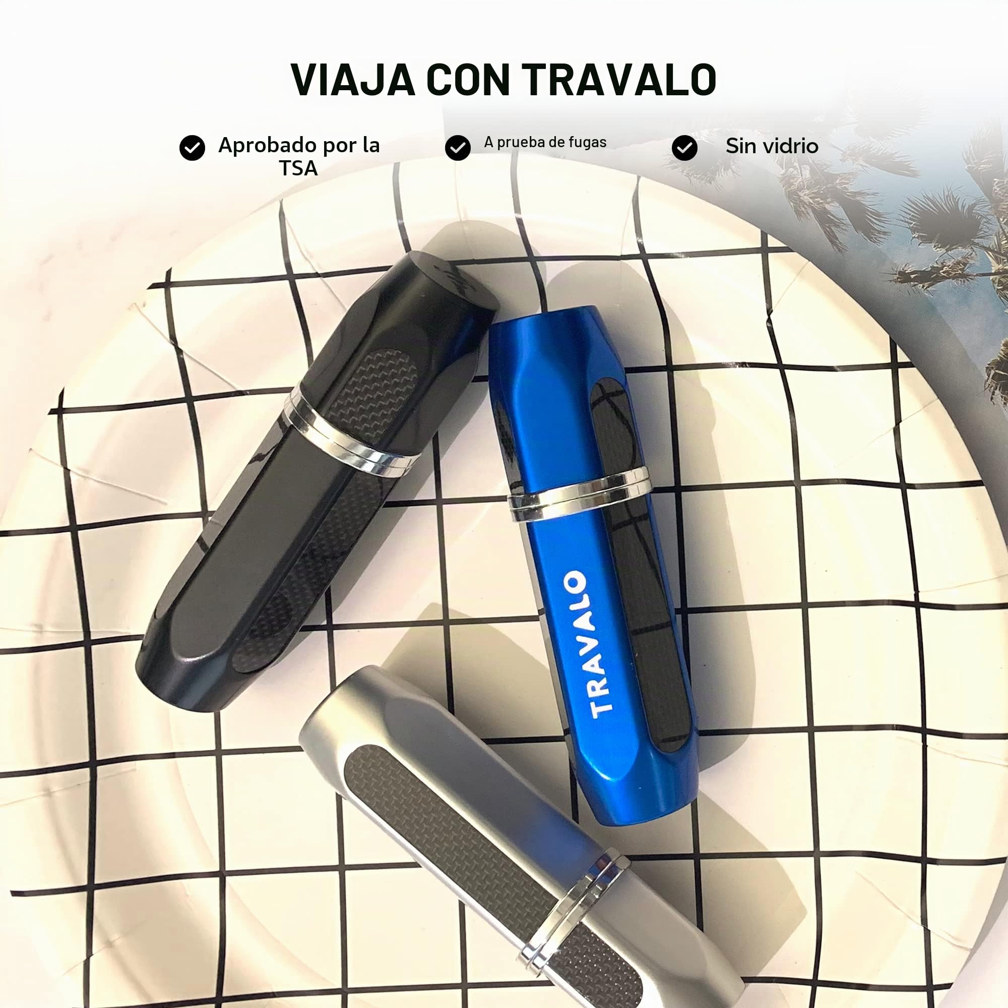 Travalo Travalo - Atomizador de perfume vectorial - Sistema de recarga - Botella de perfume portátil aprobada por vuelo TSA - Sin vidrio - Azul - 4,8 g, I0101986