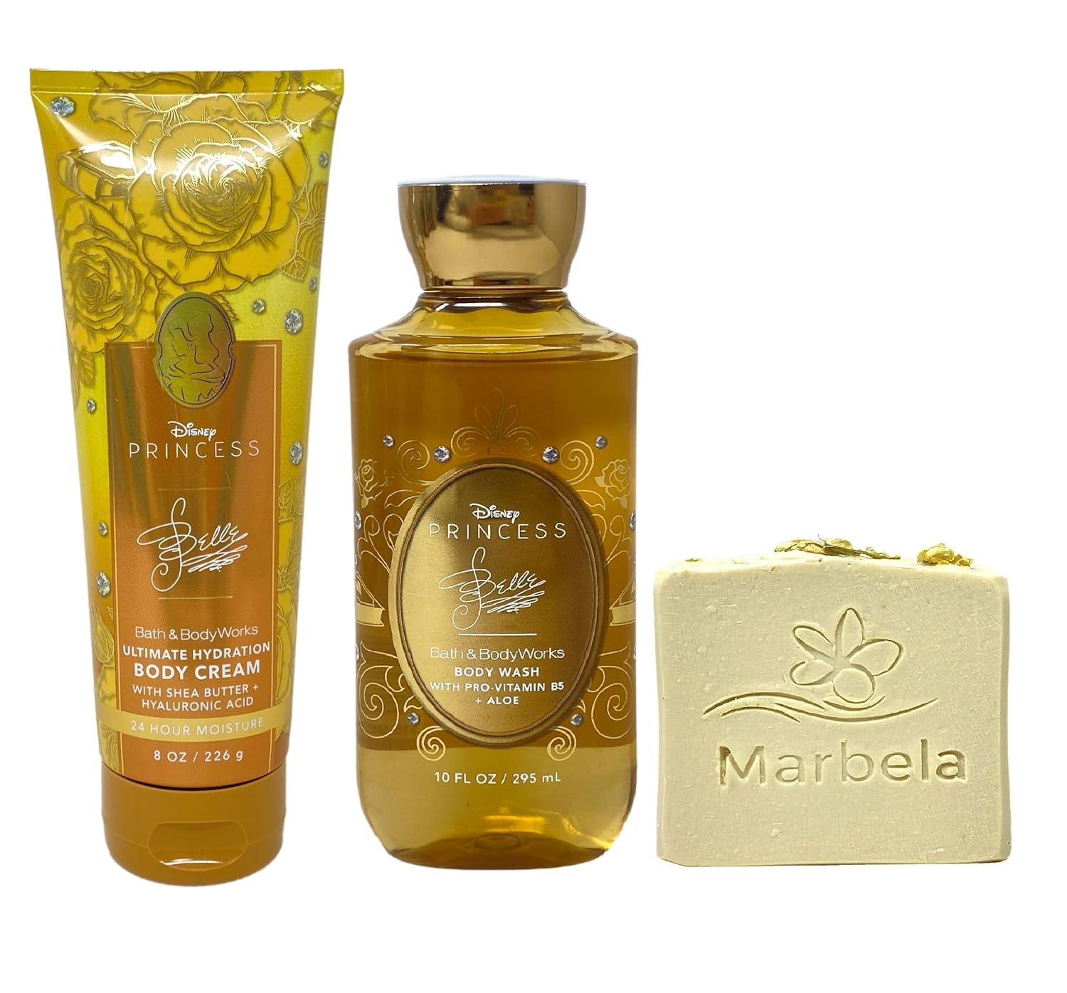 Bath & Body Works Princess Collection Belle Body Cream and Body Wash Duo Set with a Wild Jasmine Bar Soap - Full Size
