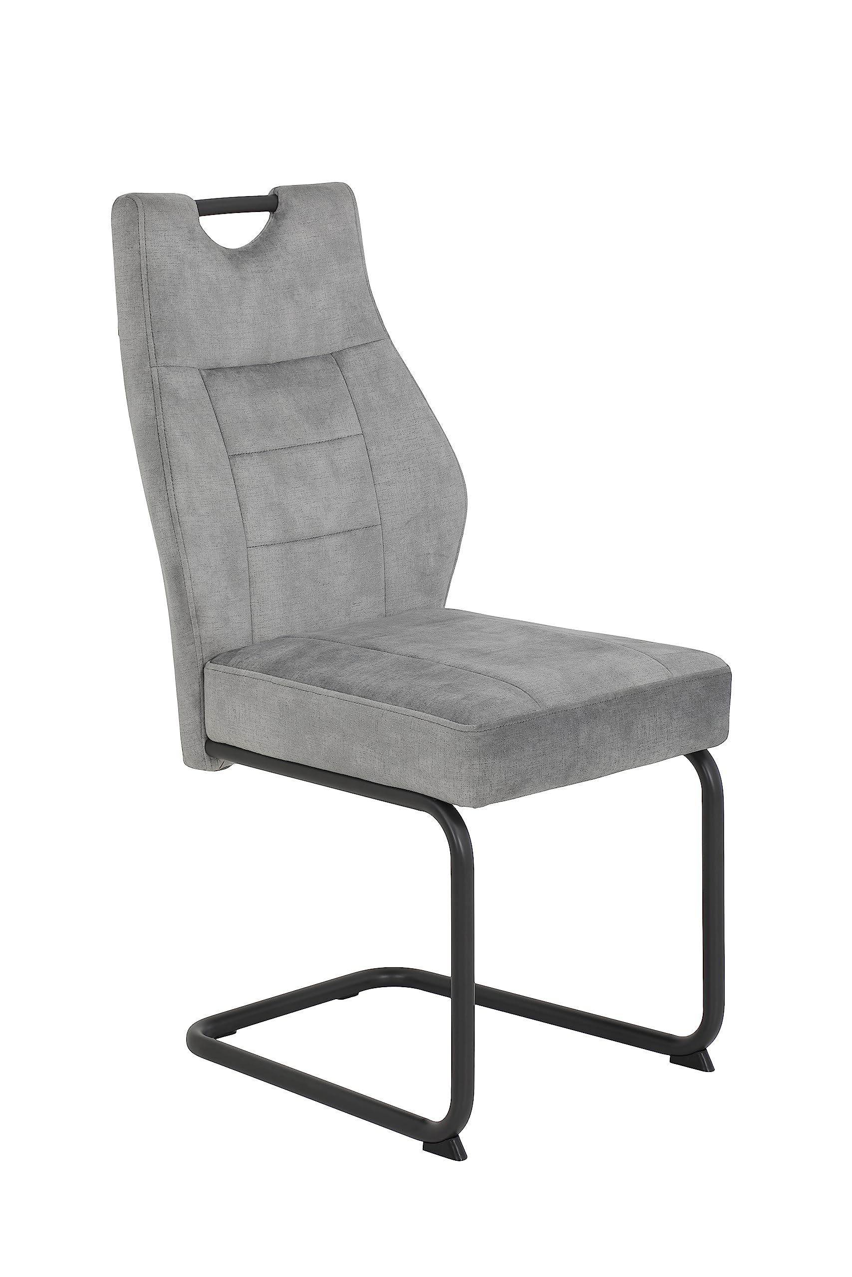 Hela Tische, 2er Set Esszimmerstuhl Schwingstuhl Linda, Mikrofaser Silber, Rundrohgestell grau, Komfortsitz Federkorb, 140kg belastbar