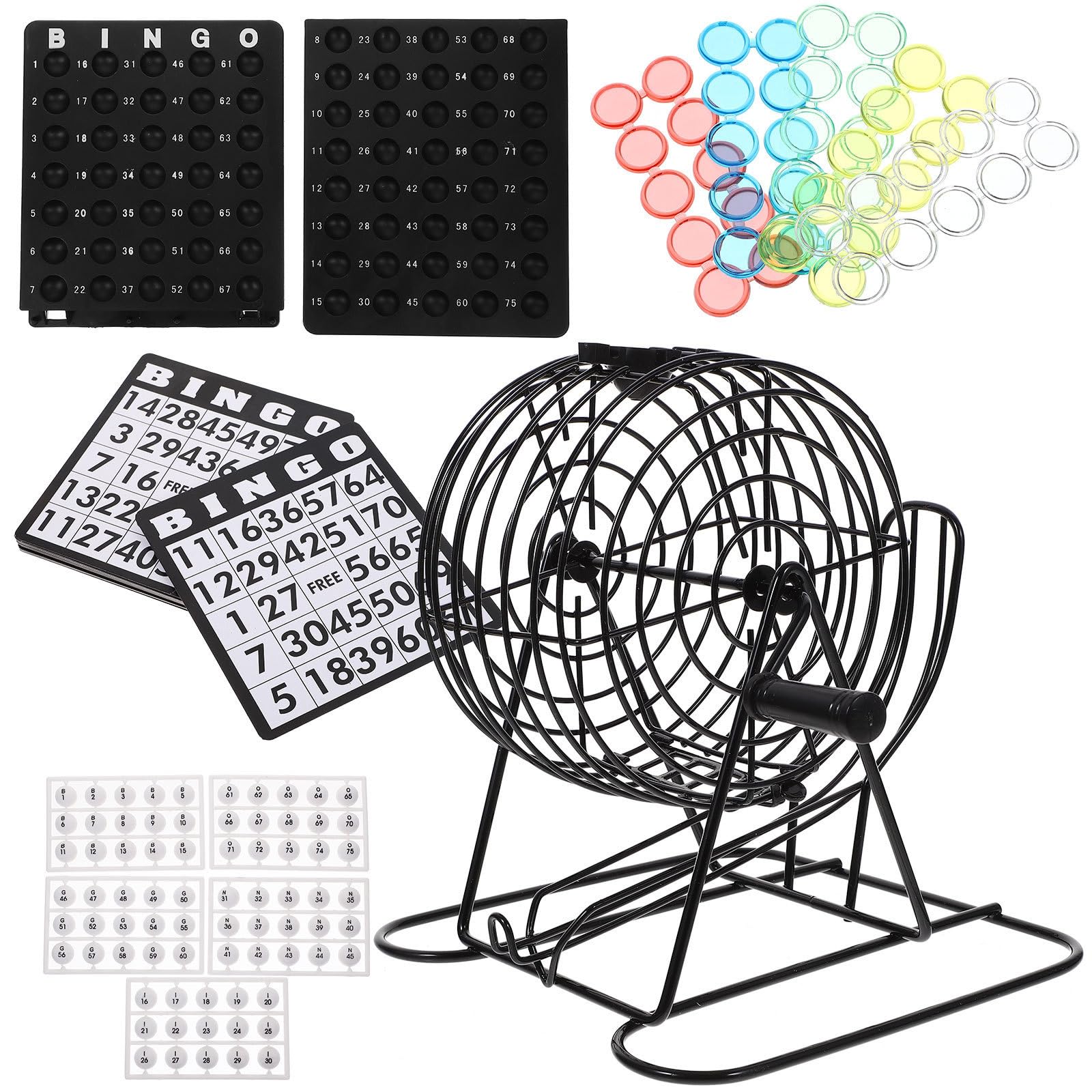 Jeu de Loterie Bingo de Table en Fer Noir, Machine Manuelle | 1 Set, Usage pour Fêtes à Thème et Réunions Familiales, Fonctionnement Stable et Lisse
