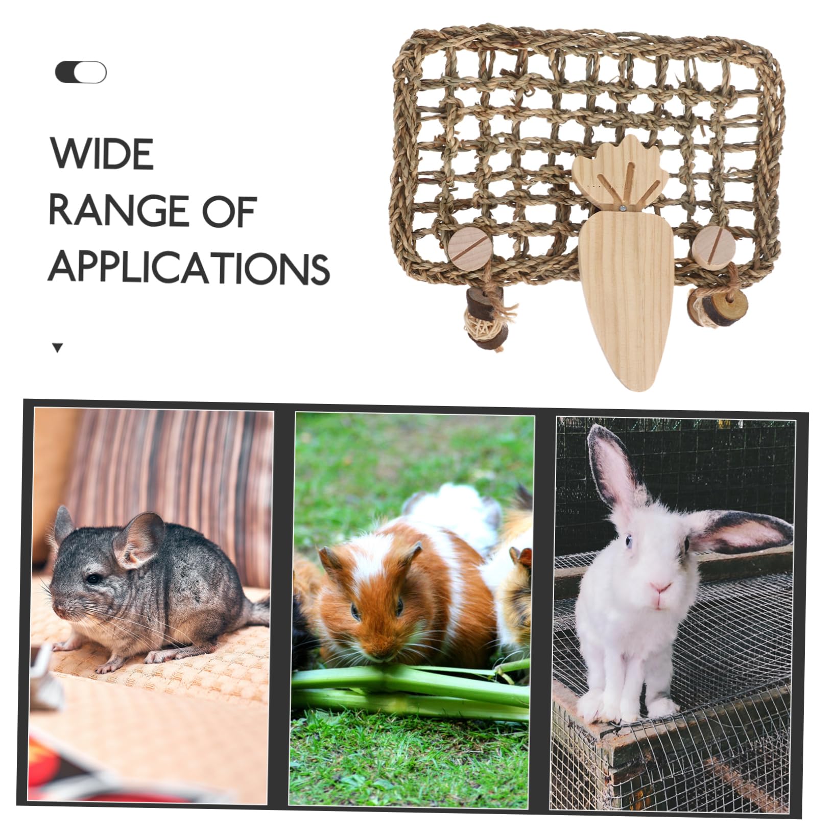 WOONEKY Tapis en Paille Tressée pour Lapin et Cobayes, Jouet à Mâcher Suspendu la Cage, Coussin Naturel pour Améliorer la Santé Dentaire des Petits Animaux