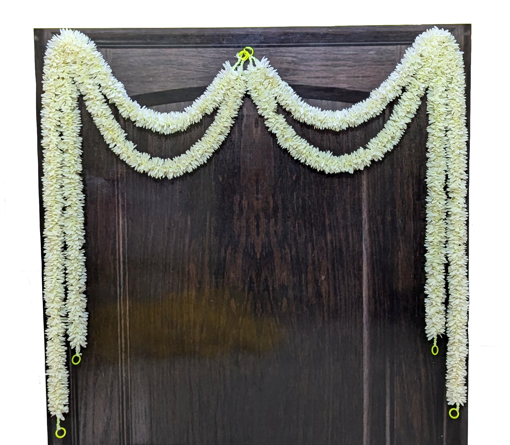 afarza Artificial Flower Garland Toran Wall Hanging for Door Entrance Home Decoration Backdrop Pooja Gift Bandarwal 4 Pieces (White)-image-46
