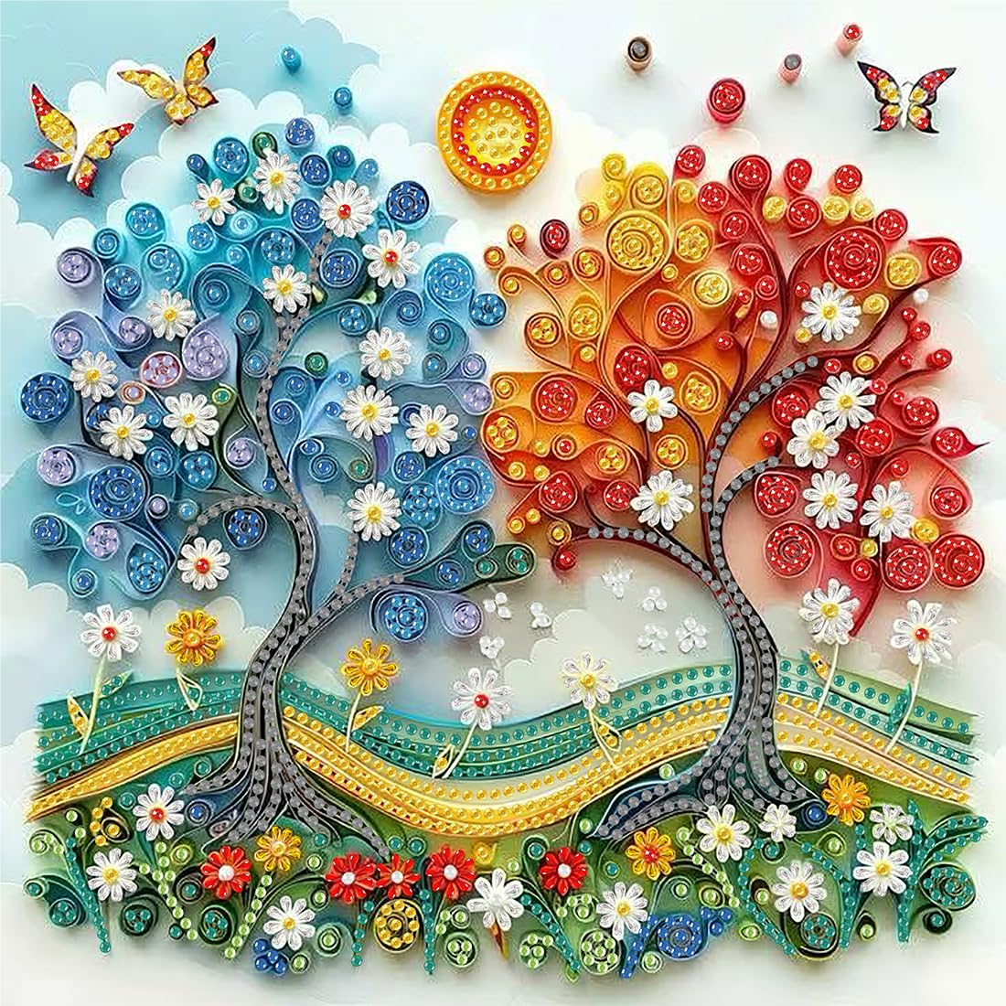 5D Diamond Art Kits - Colorful Tree Painting -13
