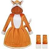 yolsun Fox Costume for Girls with Boot Covers Orange Fux Fox Halloween Outfit Dress Up