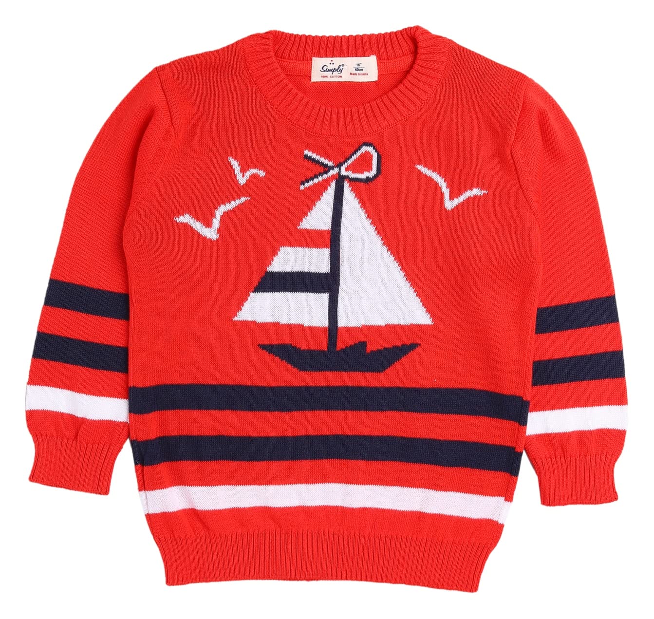 SimplyBaby Boys and Girls Full Sweater 100% Cotton Winter Wear Full Sleeves Pull Over Cardigan Mountain Hills Regular Sweatshirt (G4)