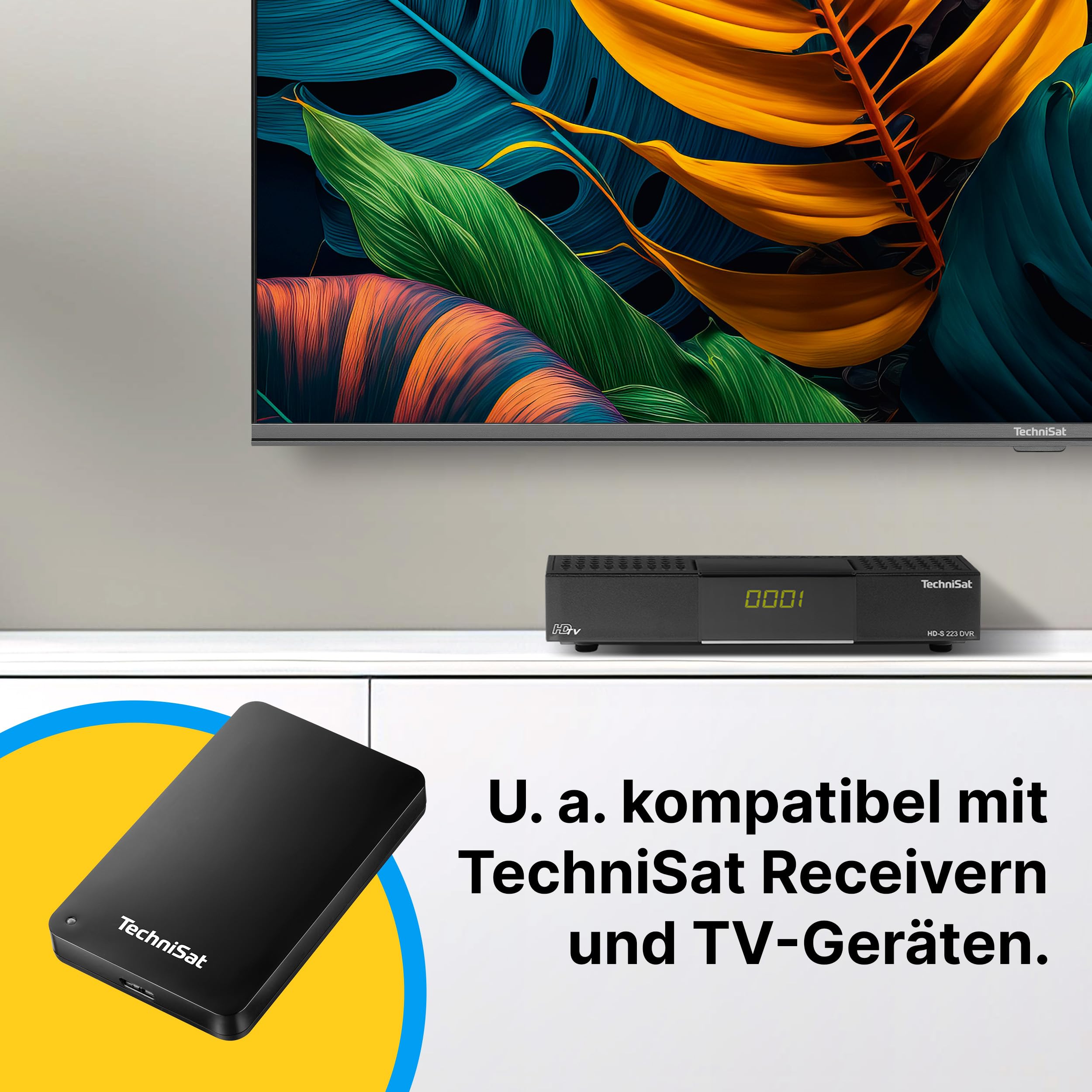 TechniSat STREAMSTORE 24-2,5 Zoll USB 3.2 Festplatte mit 1 TB Speicherplatz und LED Anzeige (1000 GB Speicherkapazität, Übertragungsrate 5 Gbit/s, USB Kabel Typ A)