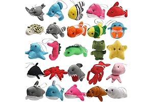 25 Pack Mini Ocean Animal Plush Toys, Sea Animal Keychain