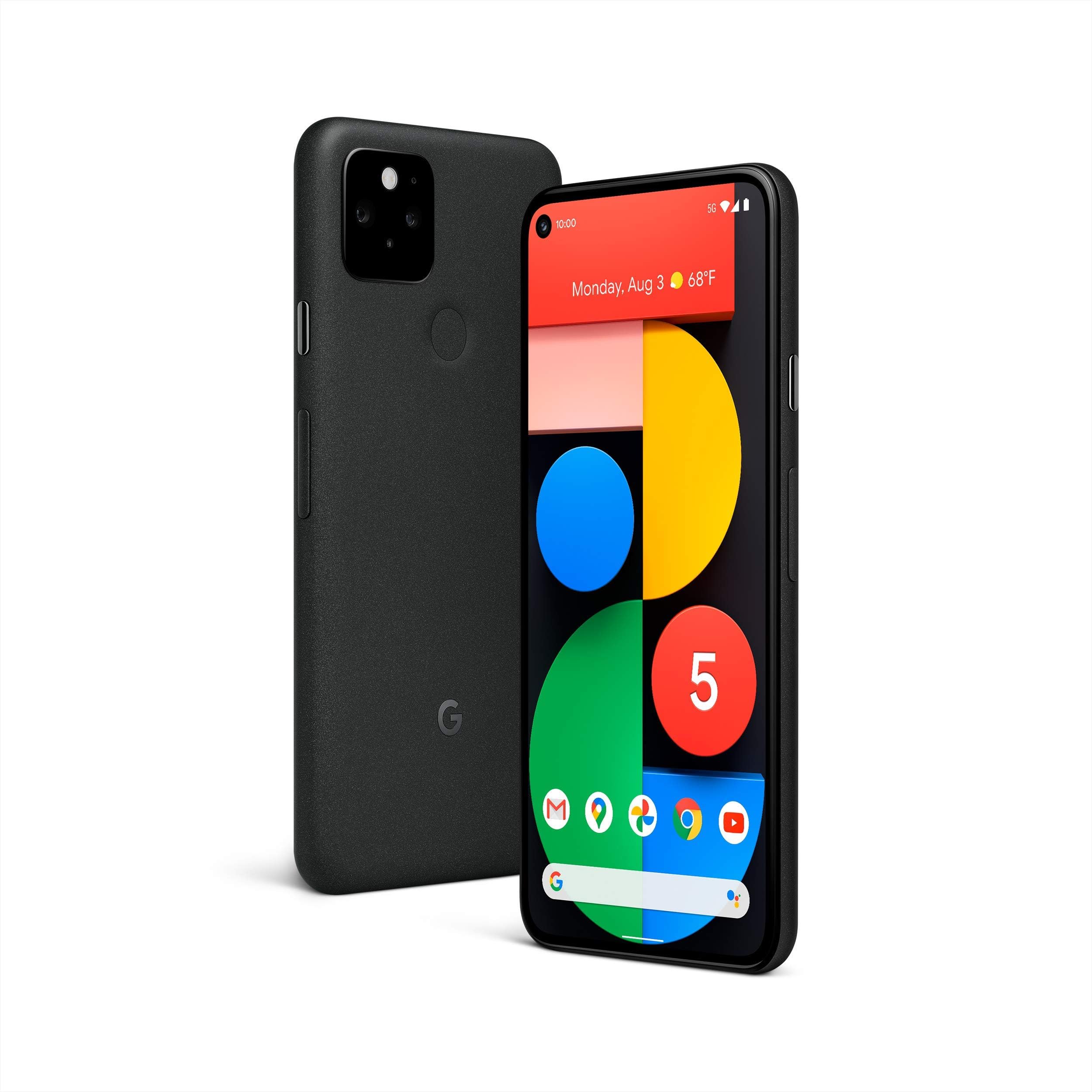 Google Pixel 5, US Version, 128GB, Just Black - Unlocked (Renewed)