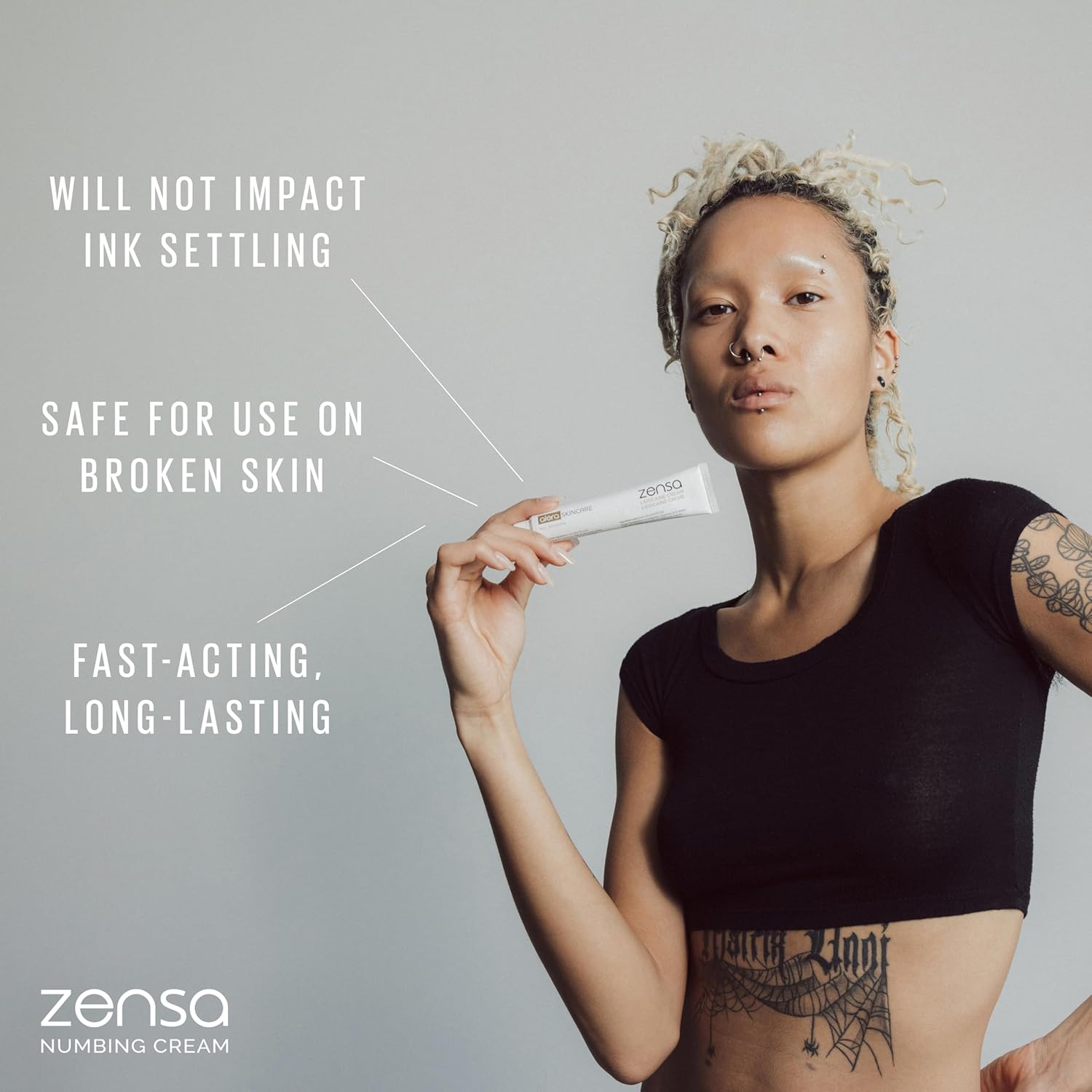 Zensa Tattoo Numbing Cream 5% Lidocaine, Safe on Broken Skin | Fast-Acting Pain Relief for Tattoos, Microneedling, Waxing, Injections | Vegan, Steroid-Free, Professional-Grade | Best Tattoo Numbing Cream 1 Oz (DIN 02449684) - Image 3