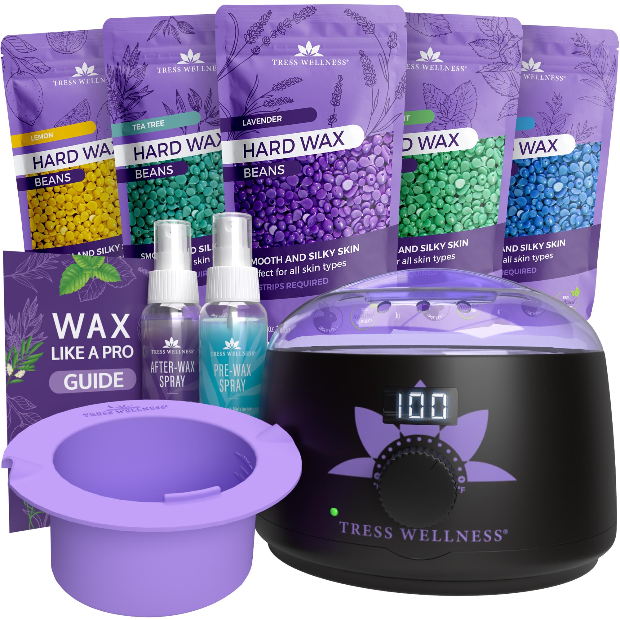 Waxing Wachswärmer Set - Heißwachsgerät - Haarentfernung Perlen - Wax Warmer Kit - Schwarz mit Silikonschale
