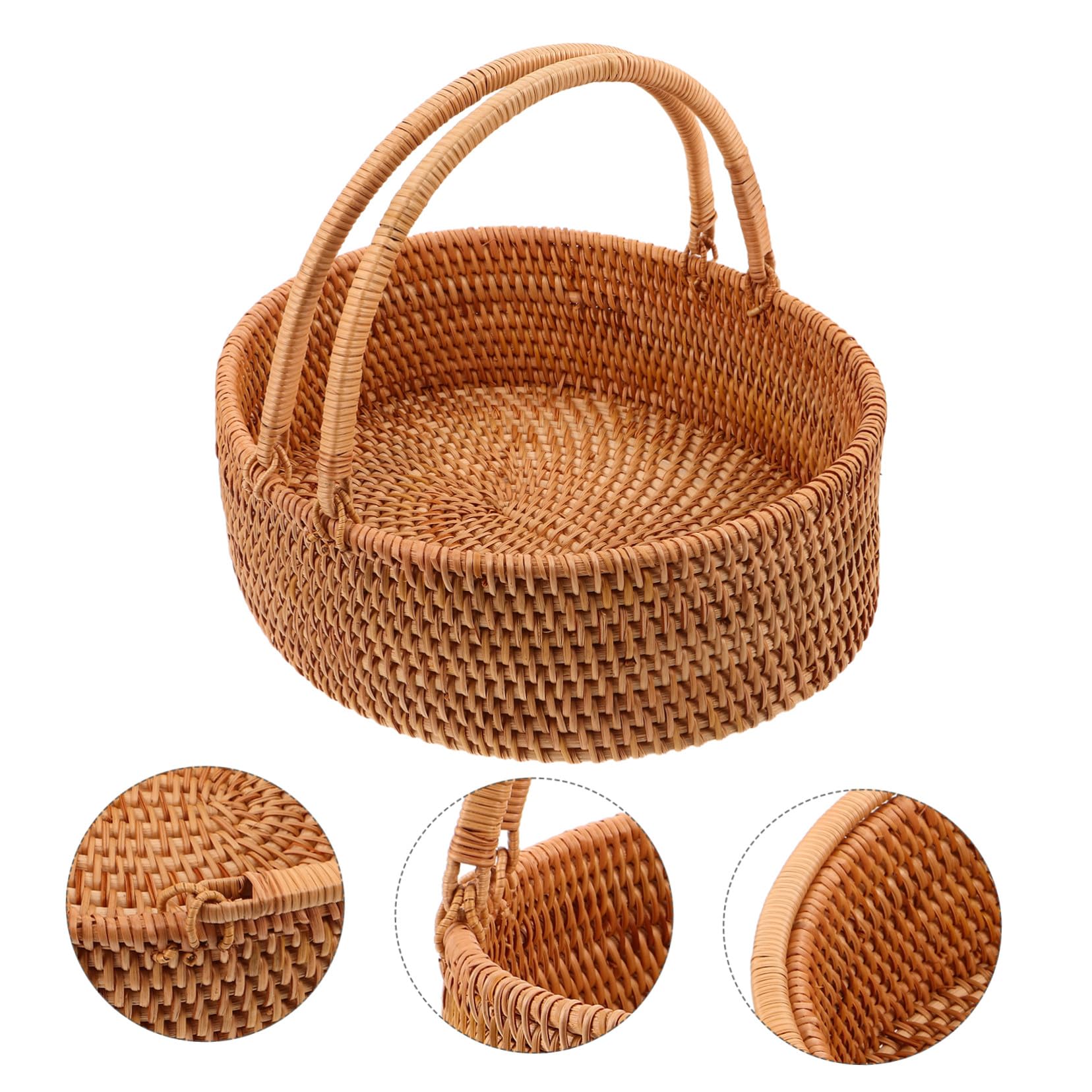 Geflochtener Picknickkorb mit Henkel aus Rattan für Hochzeiten | Stabil und Leicht zu Reinigen, für Snacks und Süßwaren, Rustikale Optik