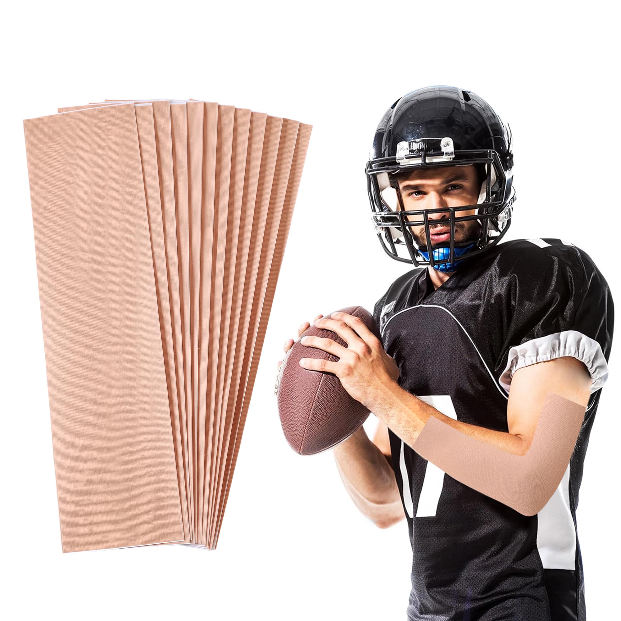 popbob Turf Tape Football Sports Athletic Tape 12 Pcs Waterproof Extra Wide Kinesiology Tape for Arm Beige 3